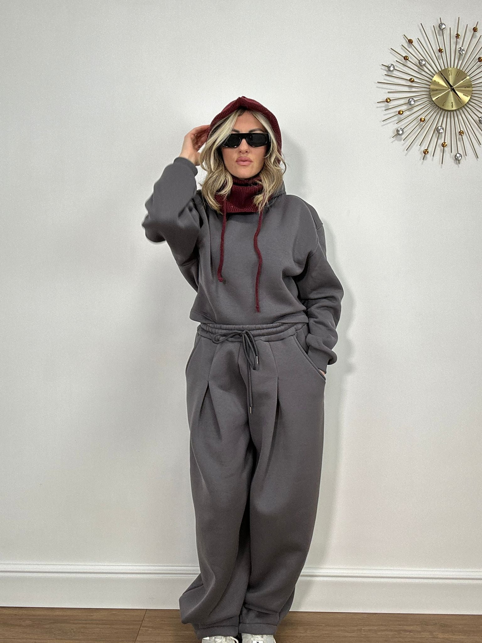 Coordinato Tuta 2657 ( Pantalone + Felpa ) Grigio Scuro