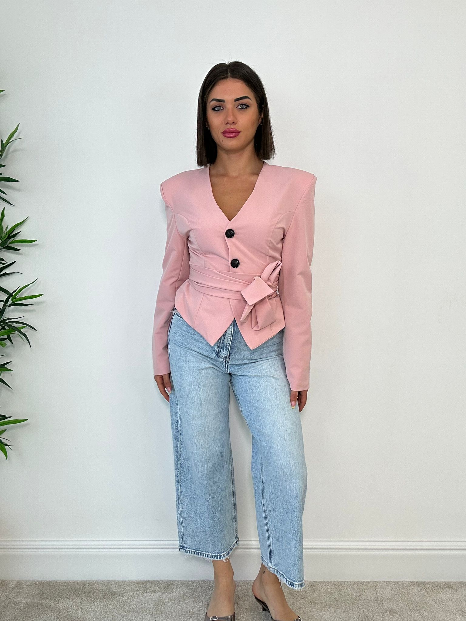 Giacca Senza Collo - Rosa