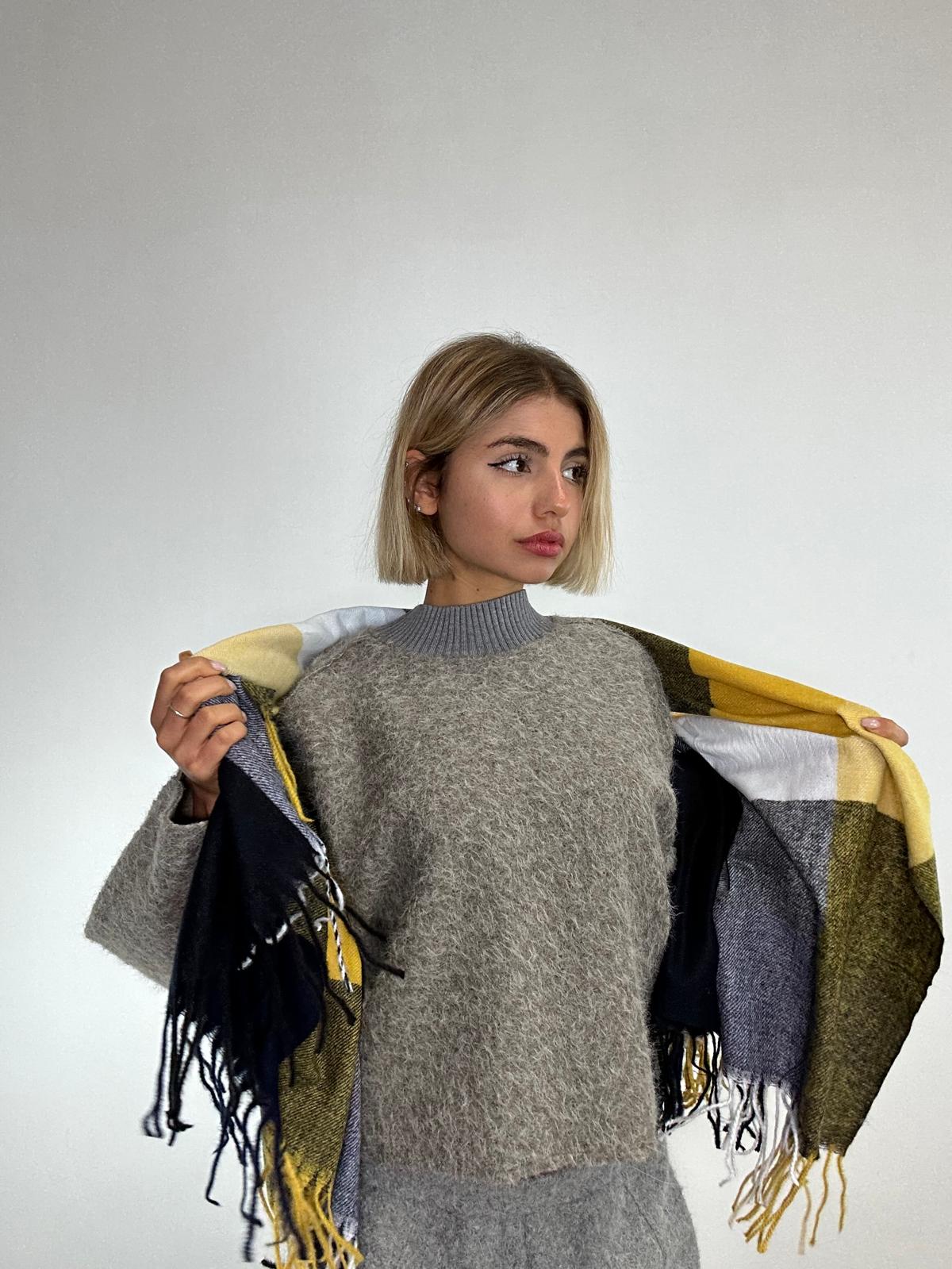 Sciarpa con frange - Giallo e Blu