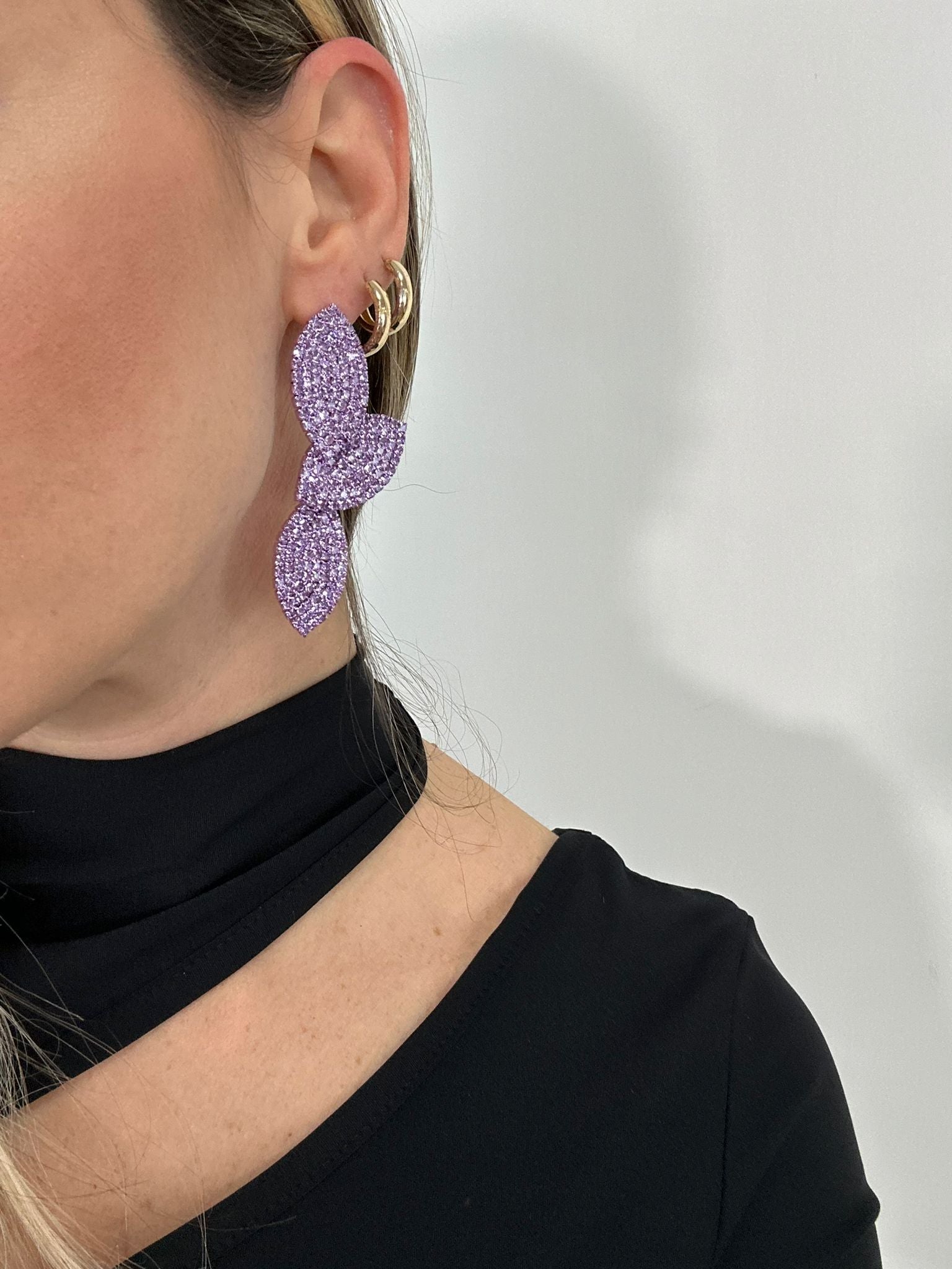 Orecchini mezza foglia - Lilla
