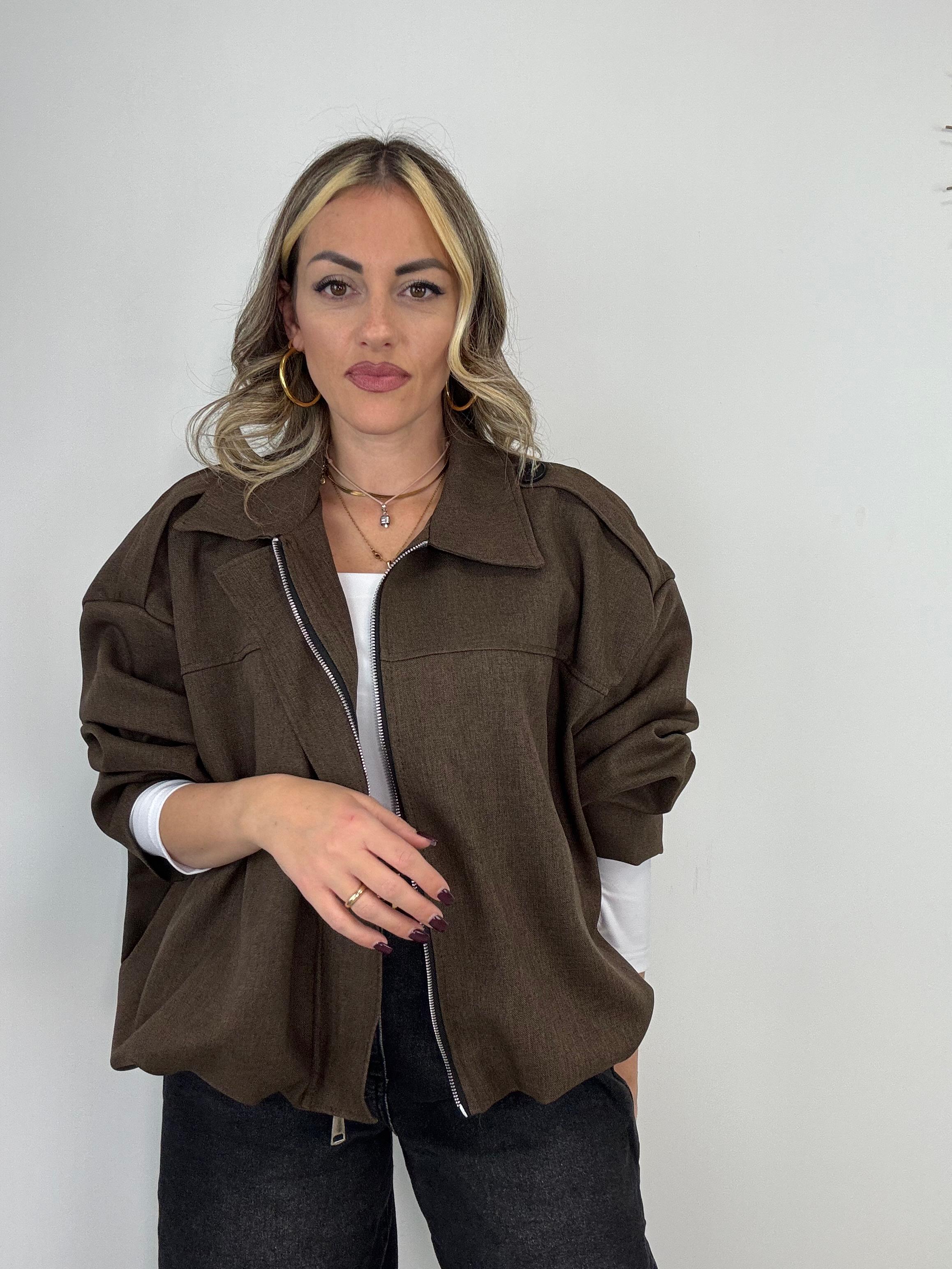 Giubbino Crop M13373 - Marrone