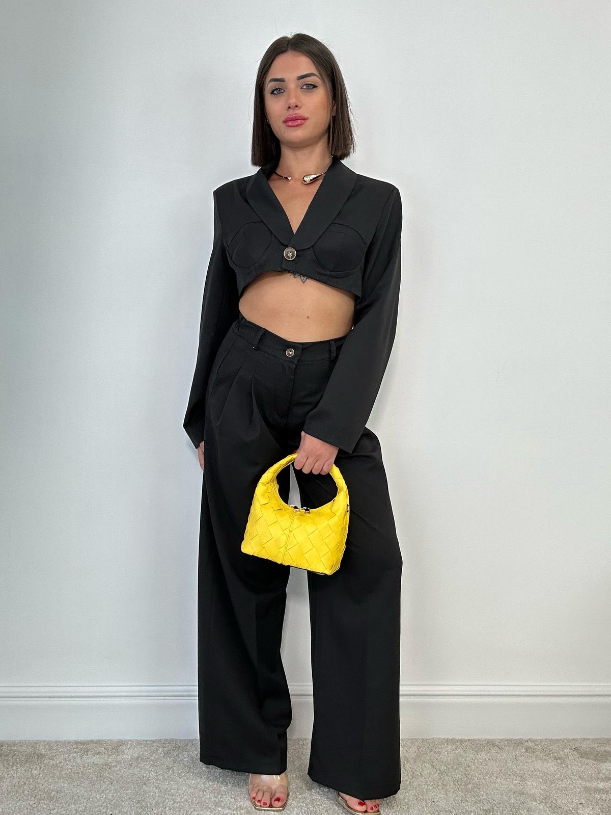 Coordinato Vittoria (Blazer Crop + Pantalone) Nero