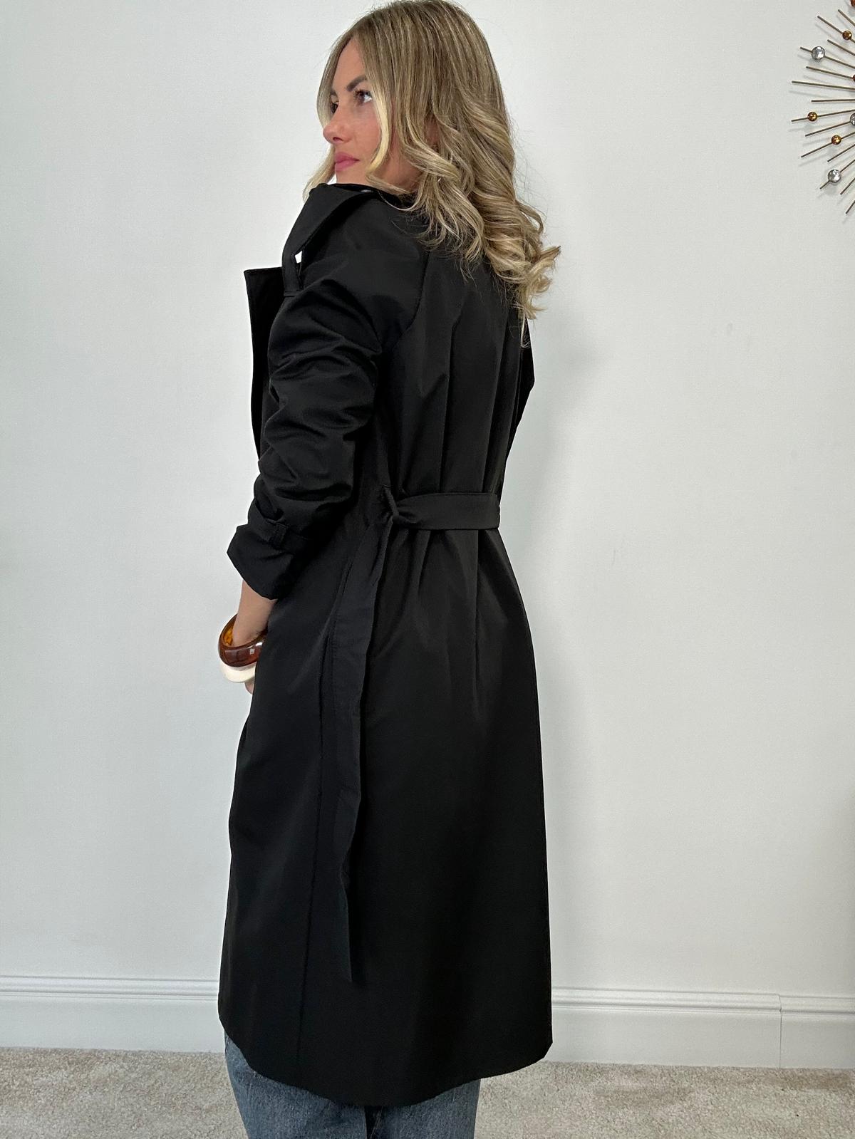 Trench con cintura - Nero