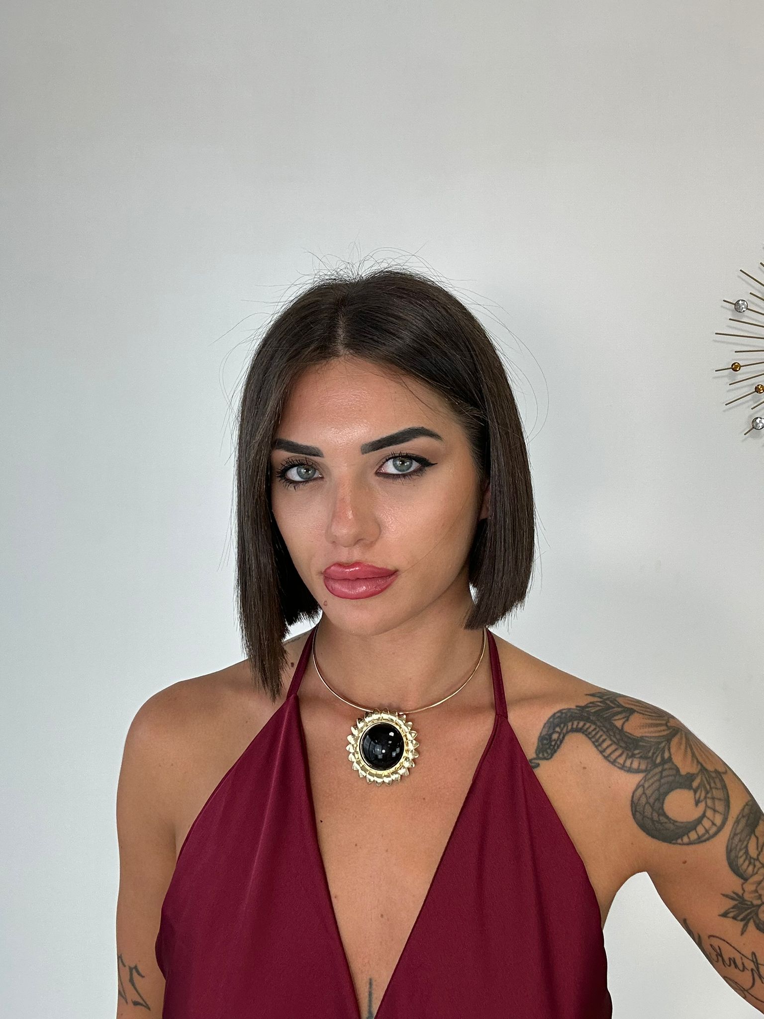 Collana con sole - Oro Pietra Nera