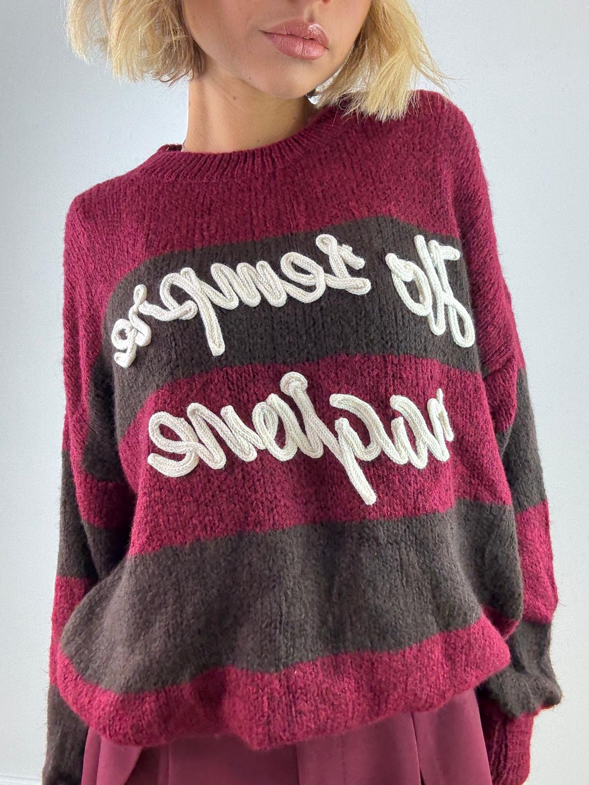 Maglione "Ho sempre ragione" A3130 - Bordeaux e Marrone