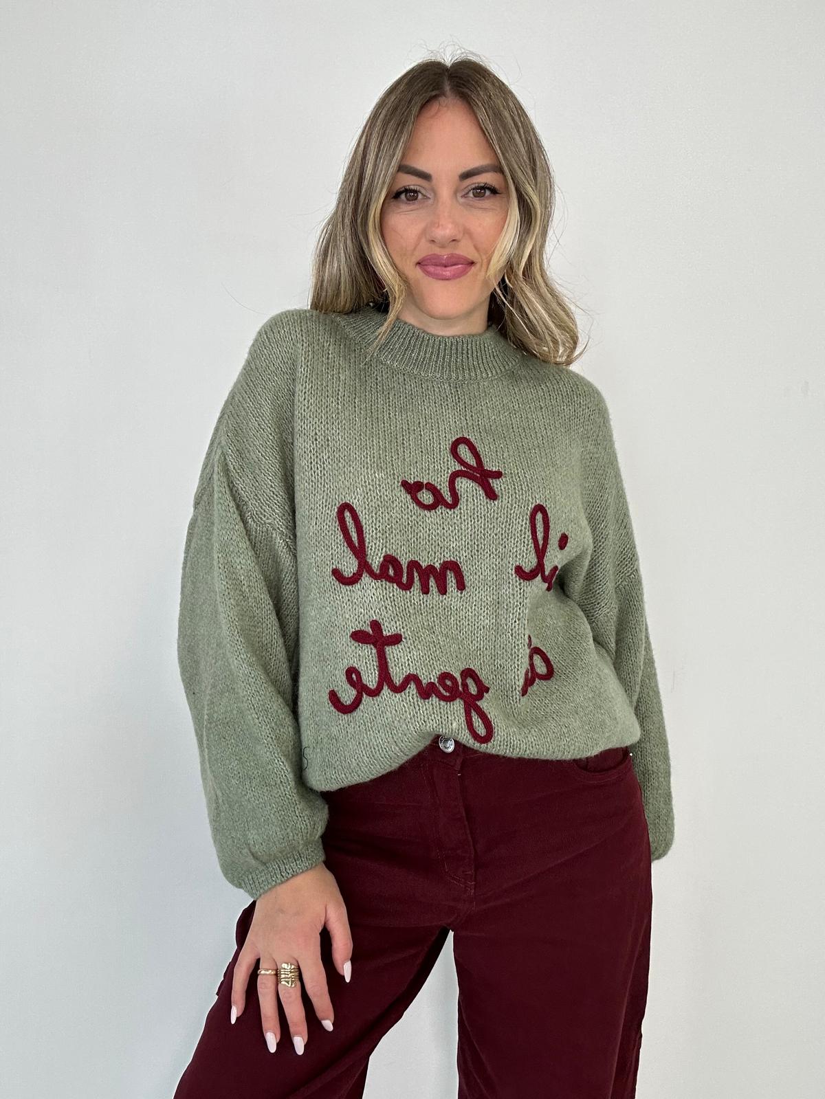 Maglione "Ho il mal di gente" A2903 - Verde