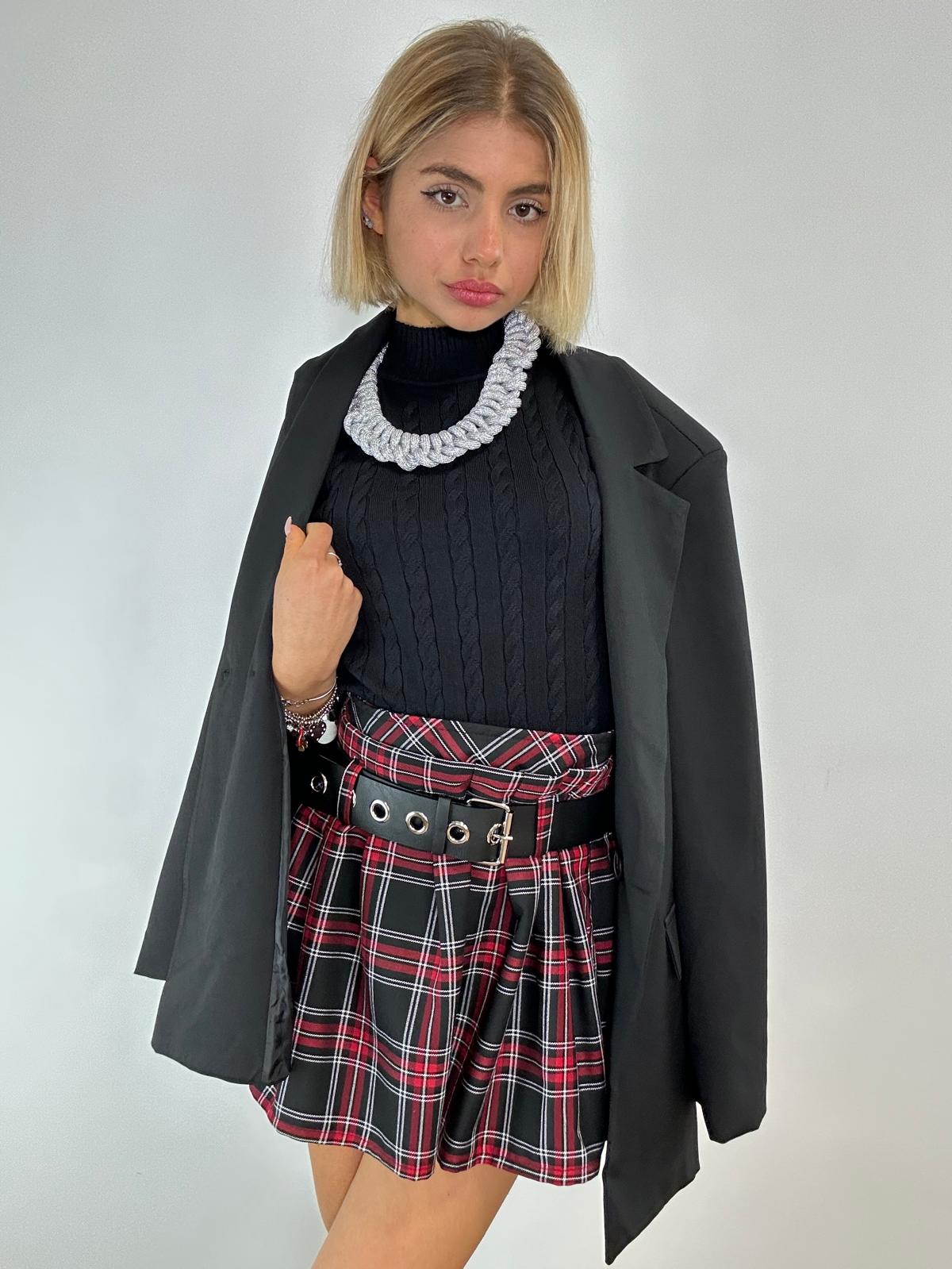 Gonna Tartan G-60121 - Nero e Bordeaux