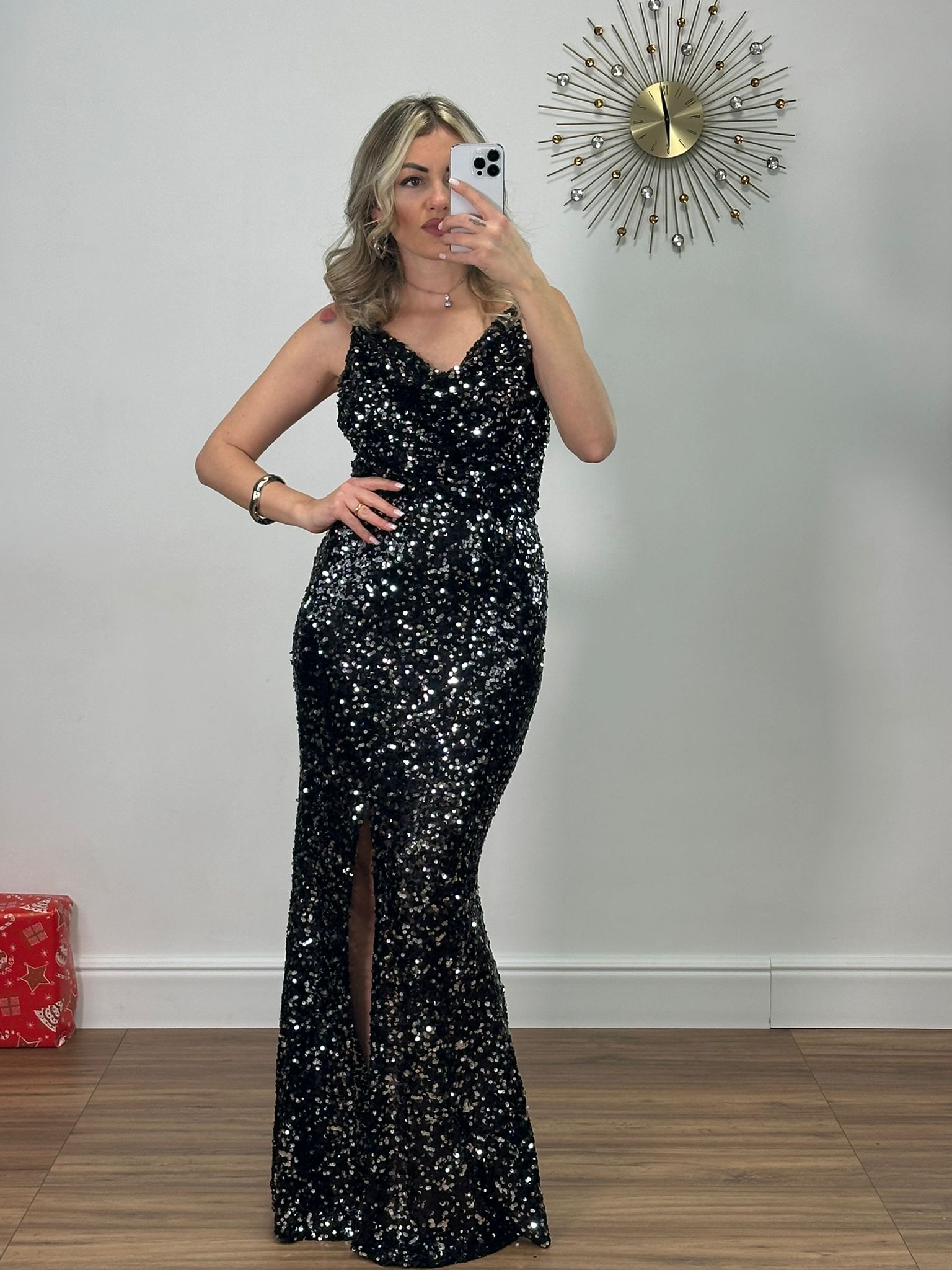 Abito con Paillettes 6590 - Nero