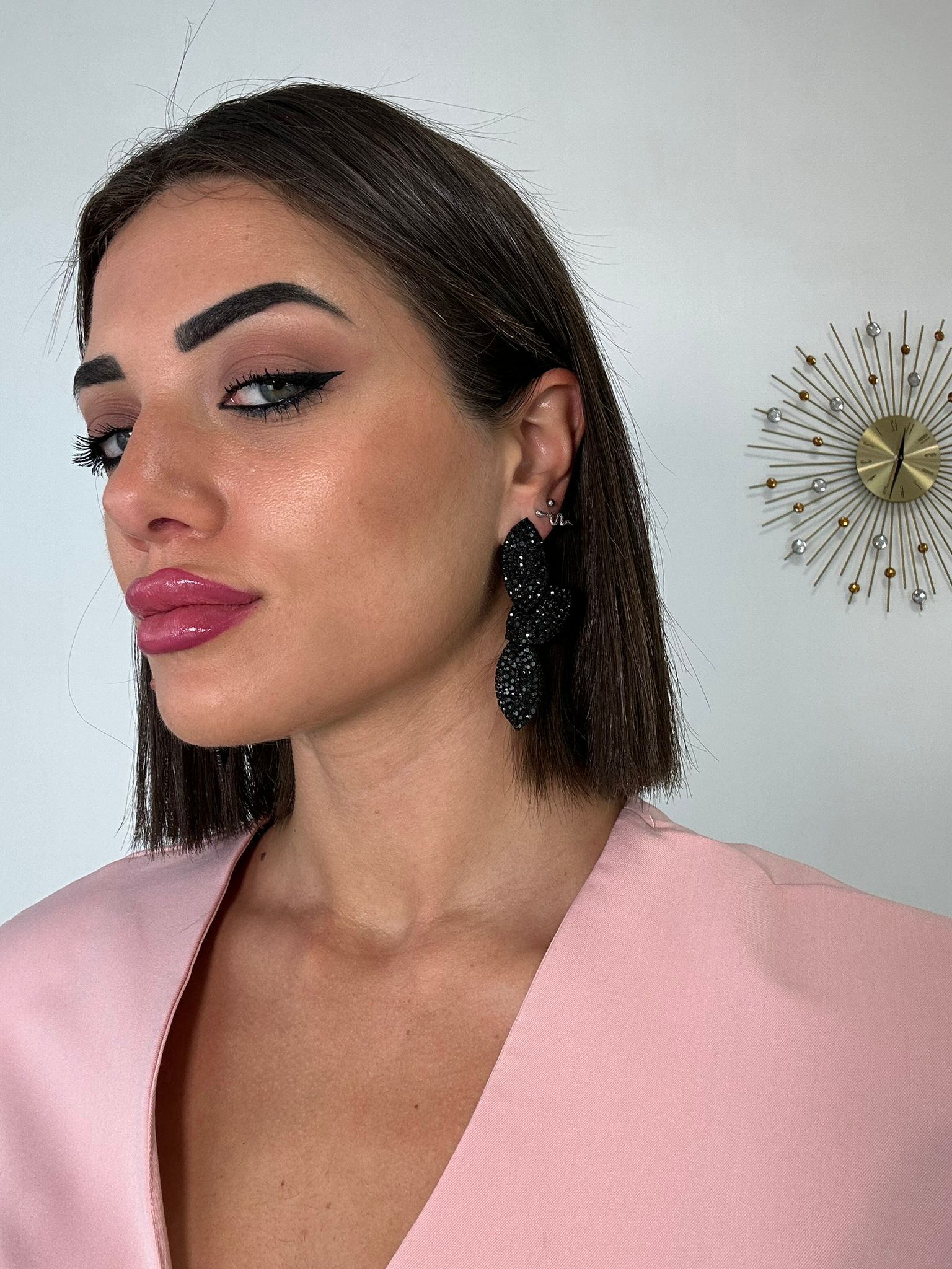 Orecchini mezza foglia - Nero