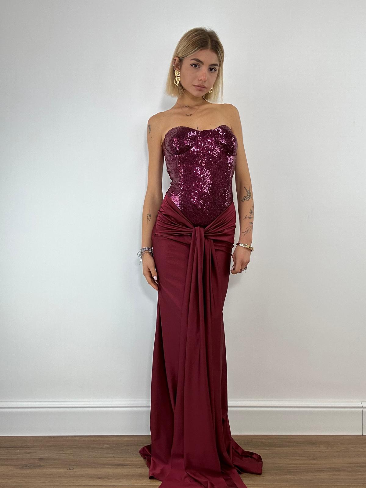 Abito con paillettes 1338 - Bordeaux