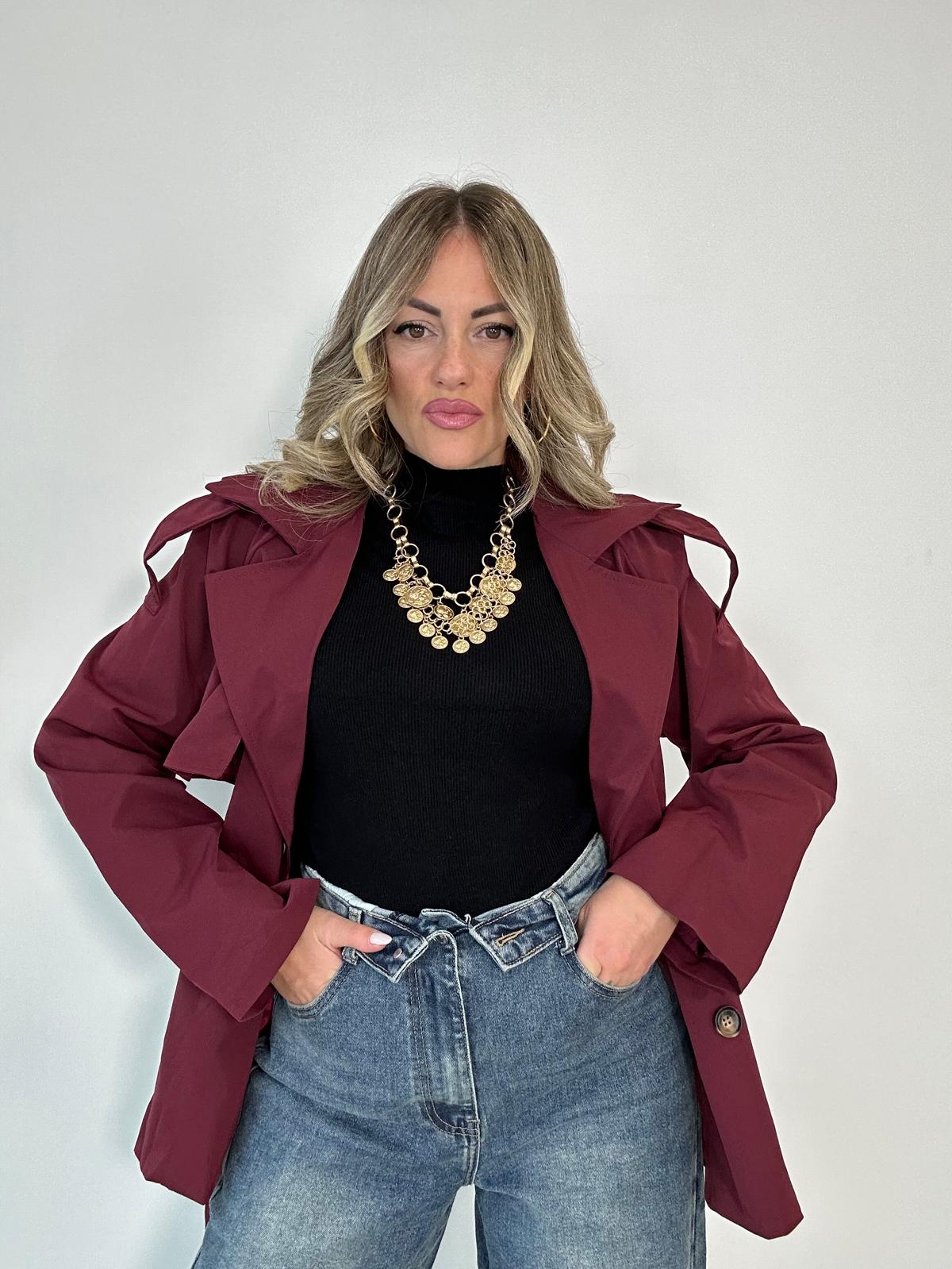 Kurzer Trenchcoat 5909 - Bordeaux