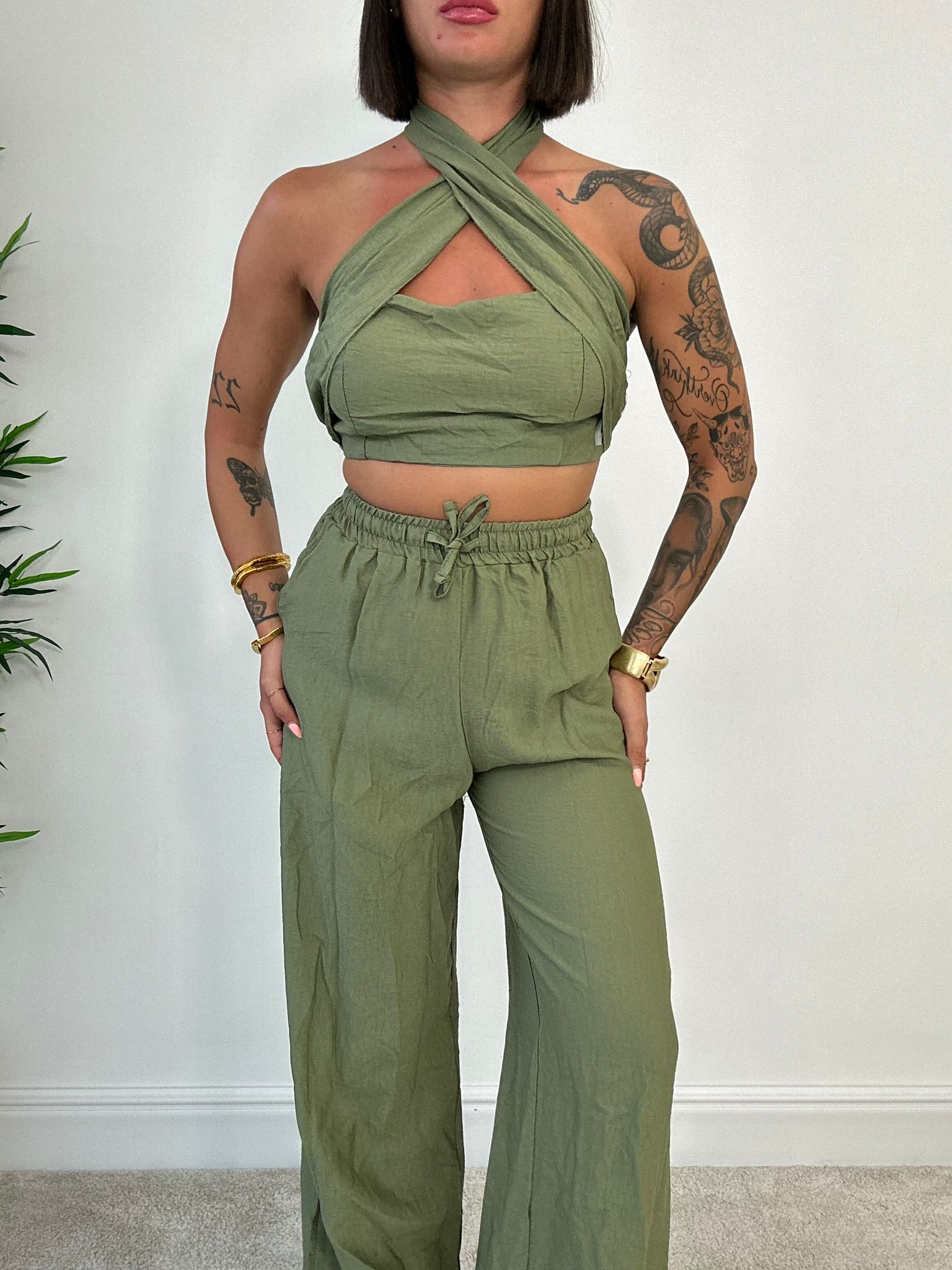 Coordinato Tenerife (Top + Pantalone) Verde Scuro