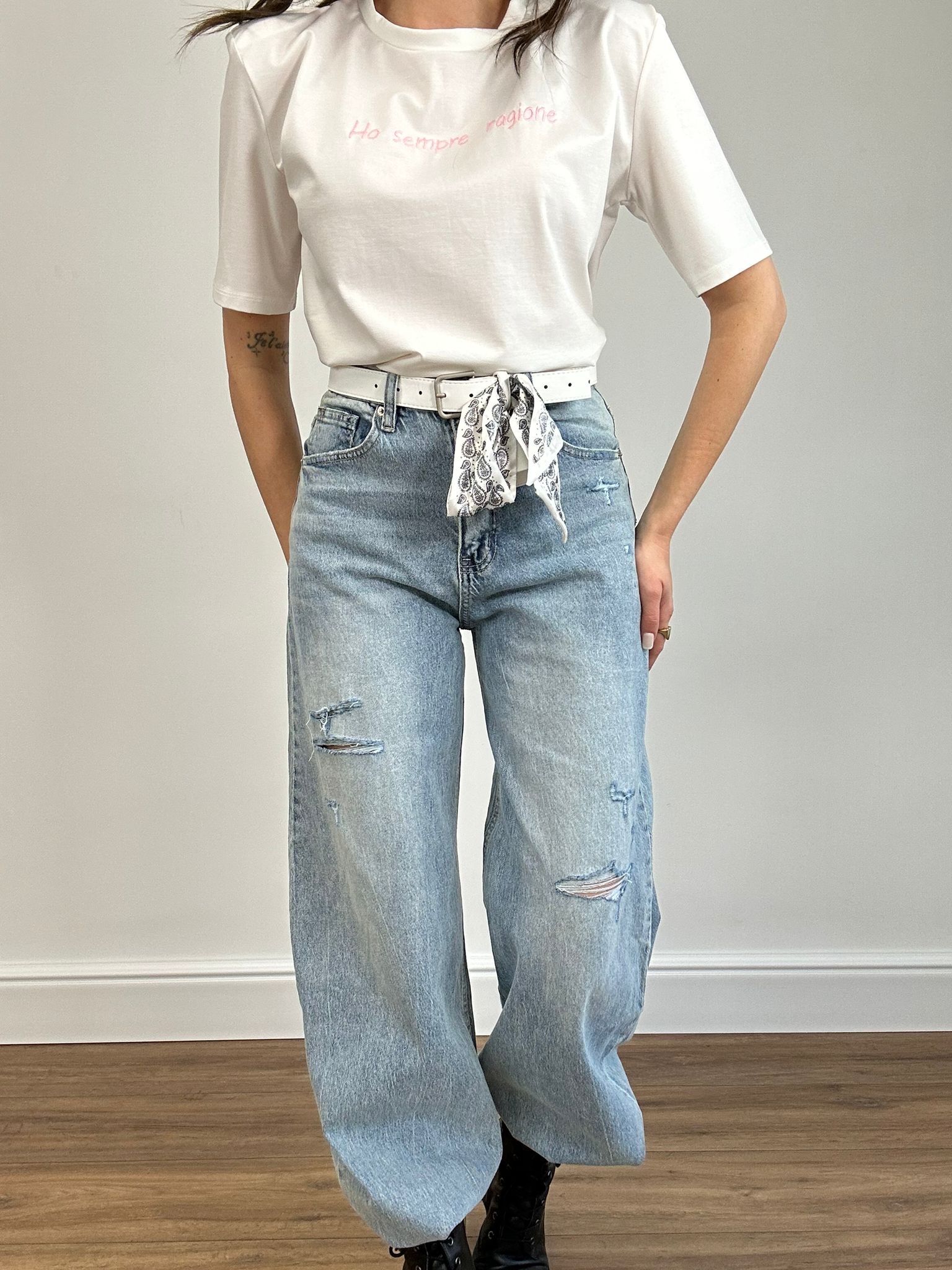 Jeans con foulard F122 - Lavaggio Chiaro