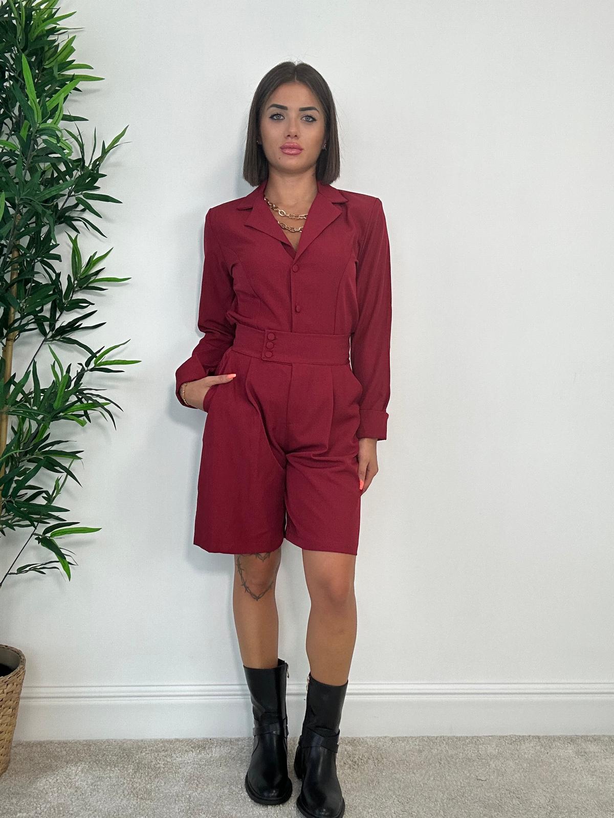 Coordinato (Camicia + Bermuda) Rosso Scuro