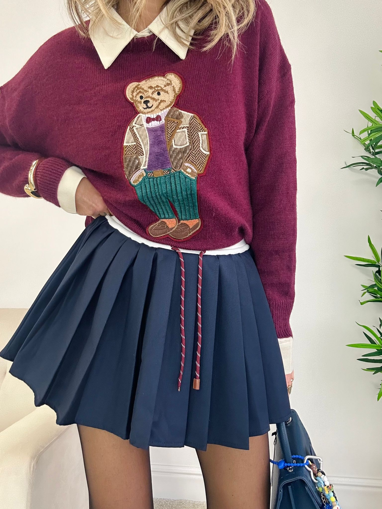 Gonna Pantaloncino con elastico in vita W30230 - Blu