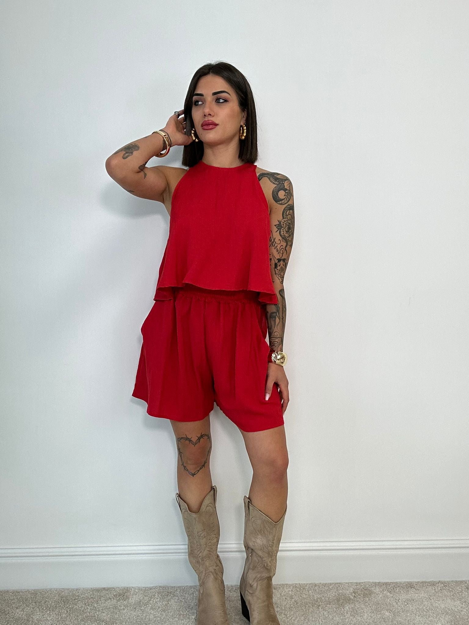 Ludovica Kombiset (Top + Shorts) Rot
