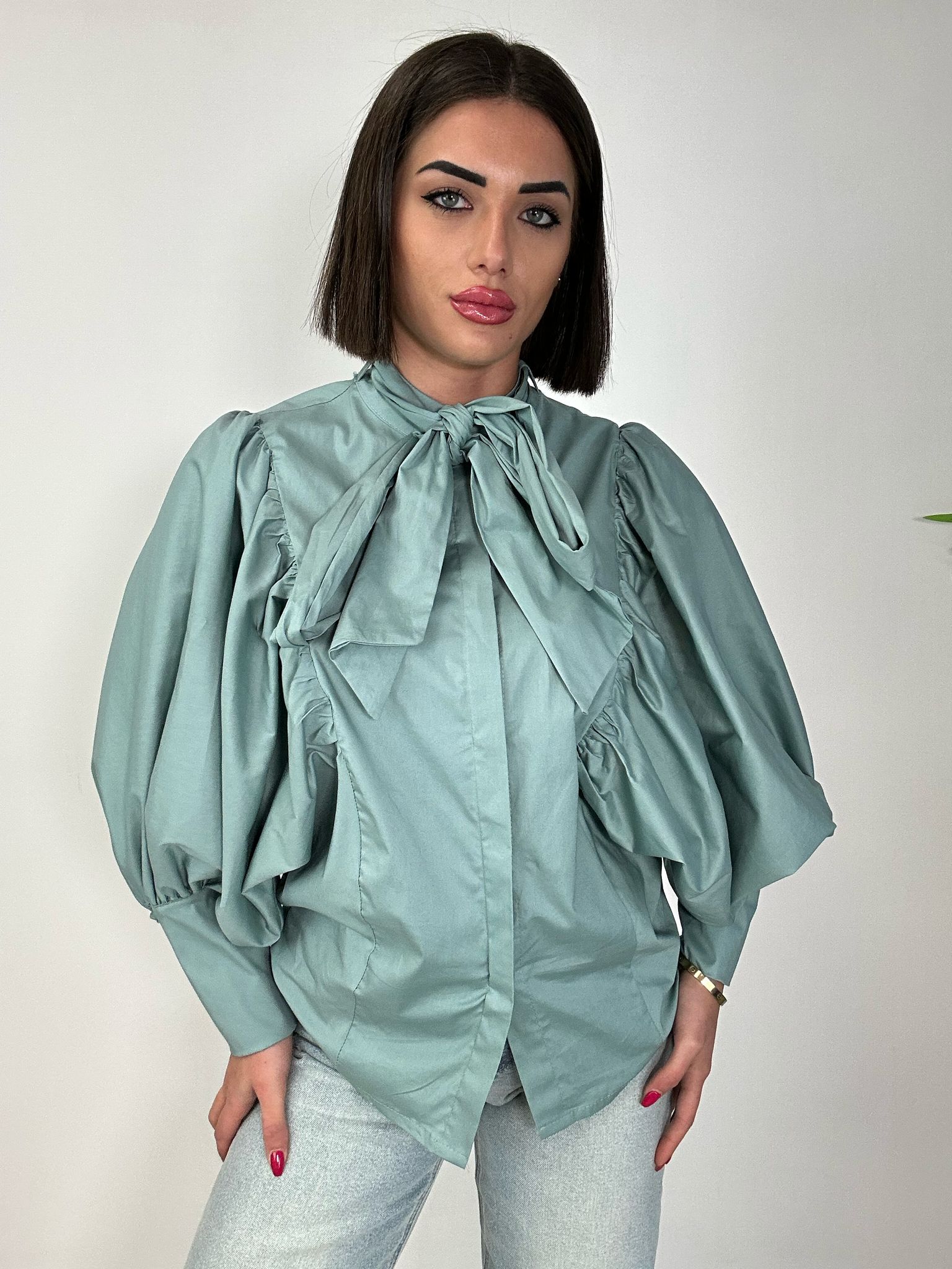 Camicia con Fiocco - Verde Acqua