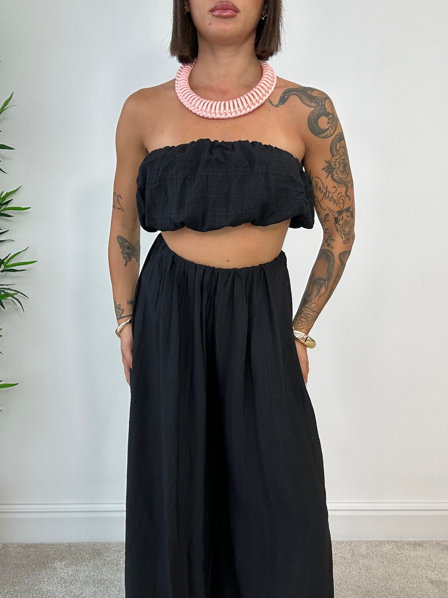 Coordinato Alexia (Top a fascia + Pantalone) Nero