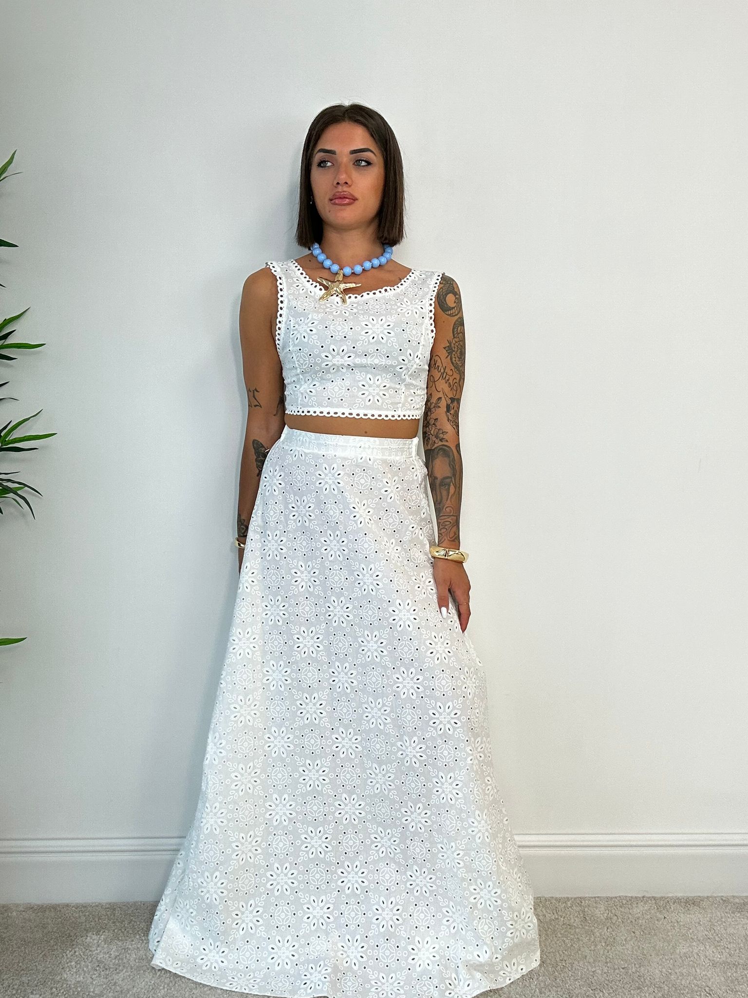 Coordinato Cetara (Top + Gonna) Bianco