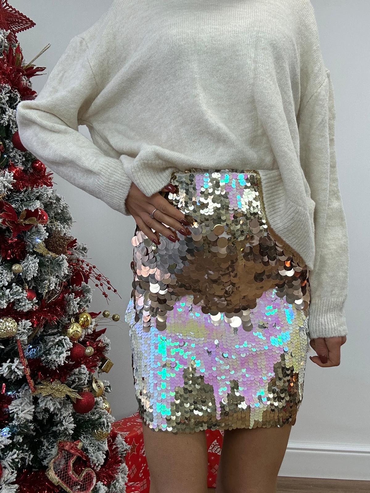 Gonna Mini con paillettes - Oro