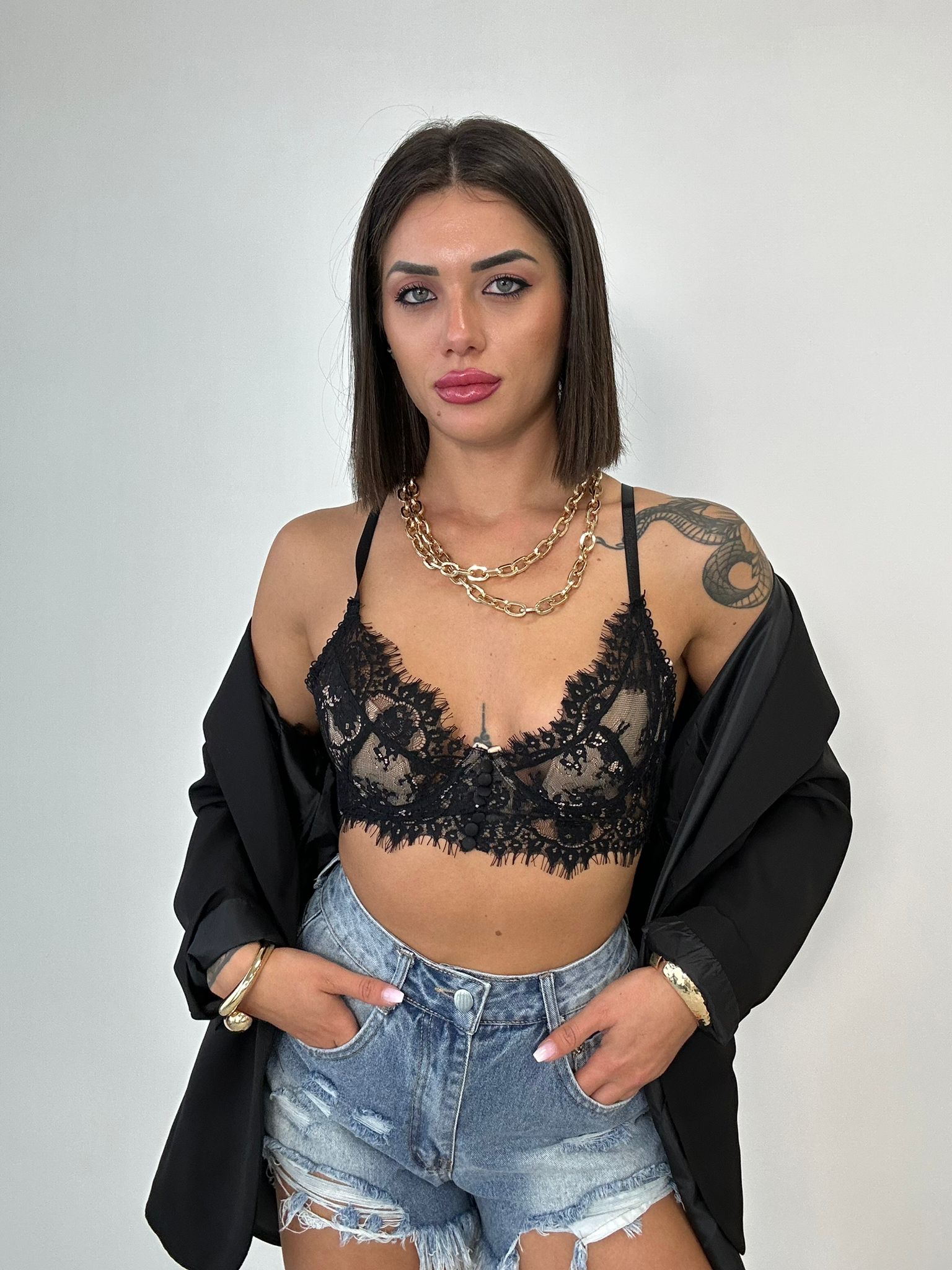 Bralette in Pizzo - Nero