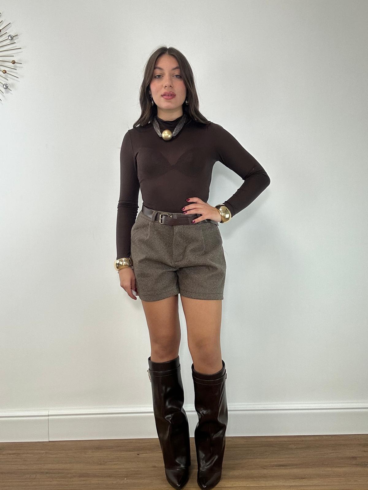 Pantaloncino Pied de Poule 25708 - Marrone