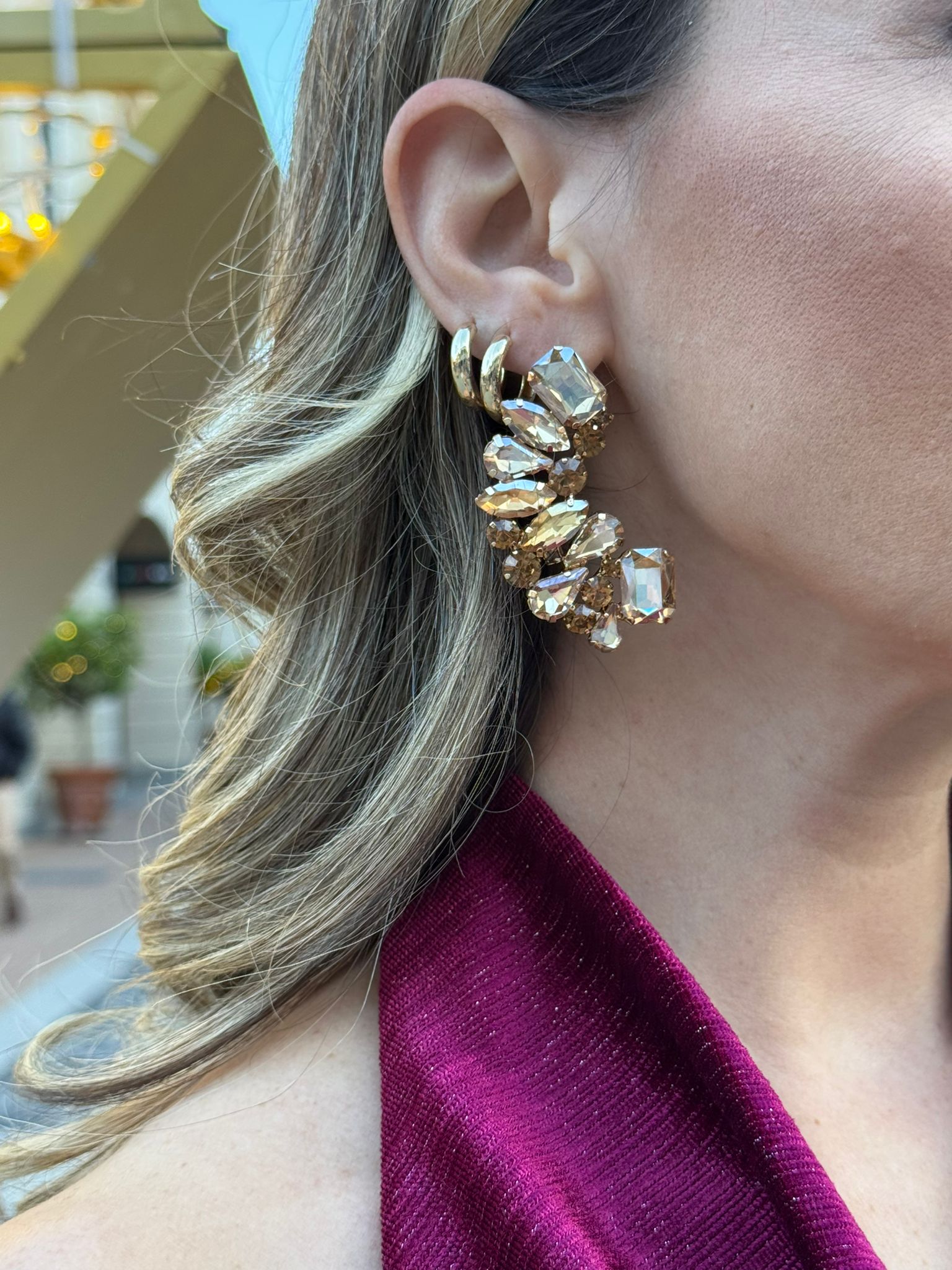 Orecchini pendenti con pietre - Oro