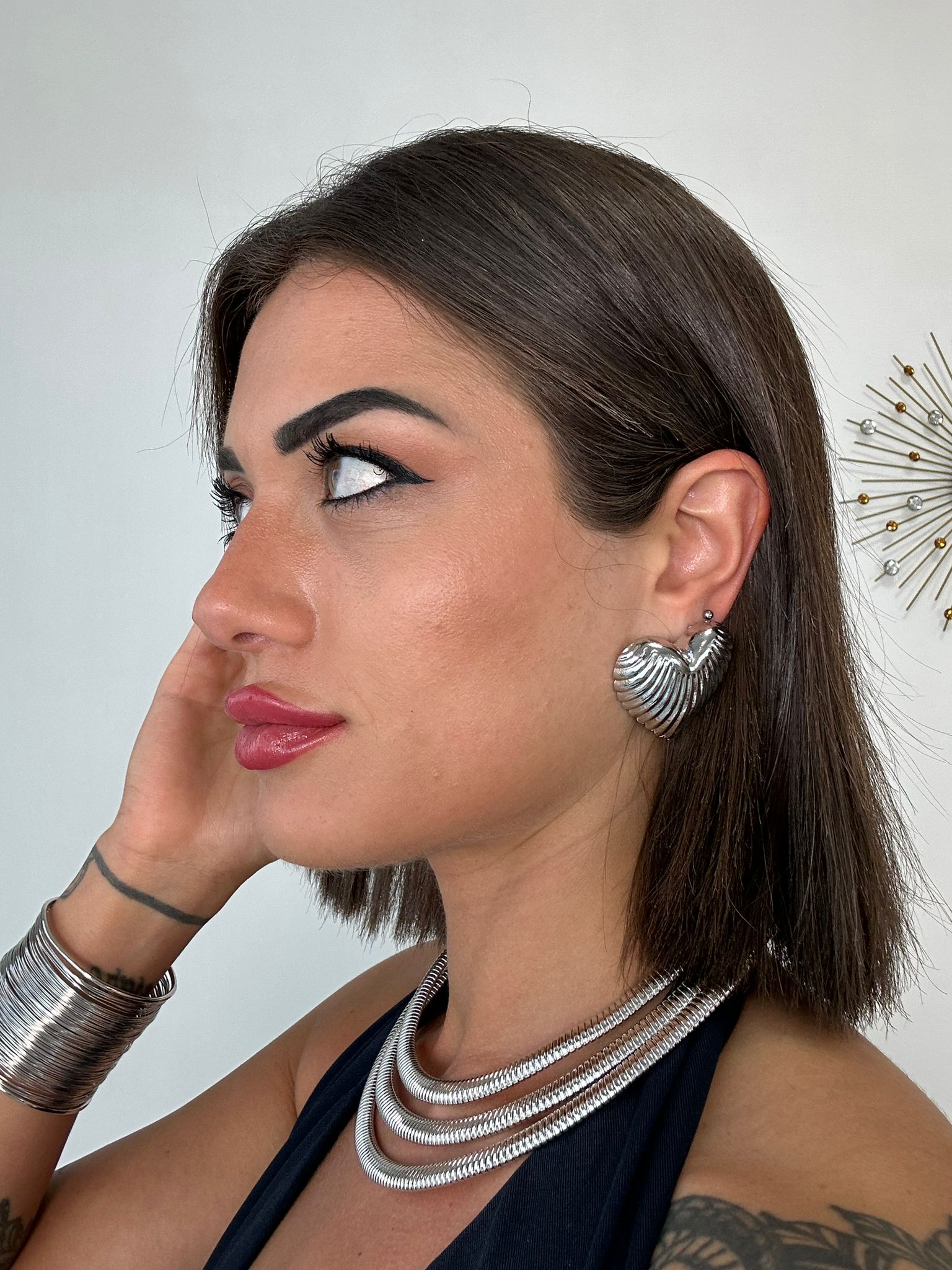 Orecchini a cuore stringati - Argento