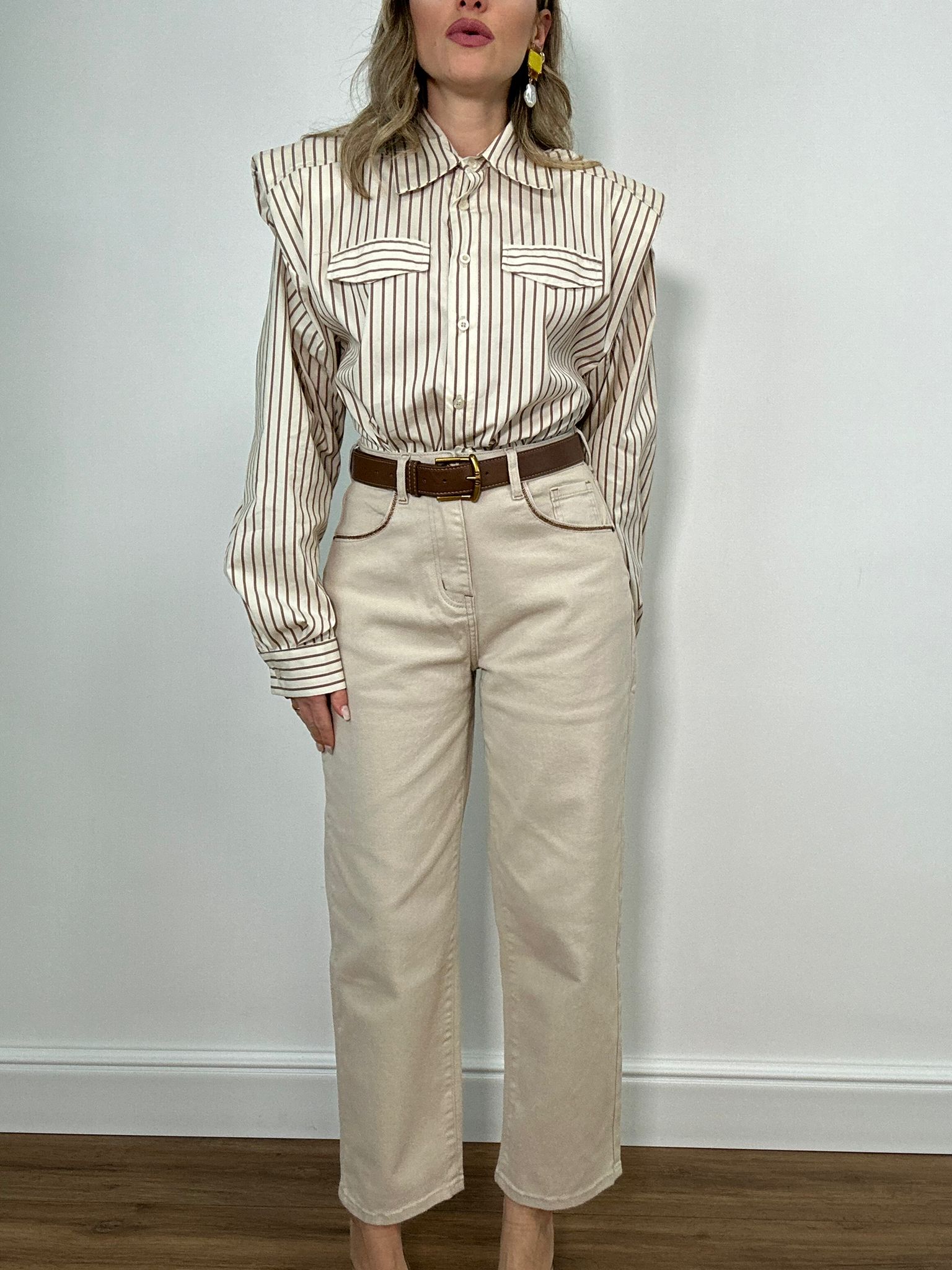 Jeans Mom Fit 32637 - Beige