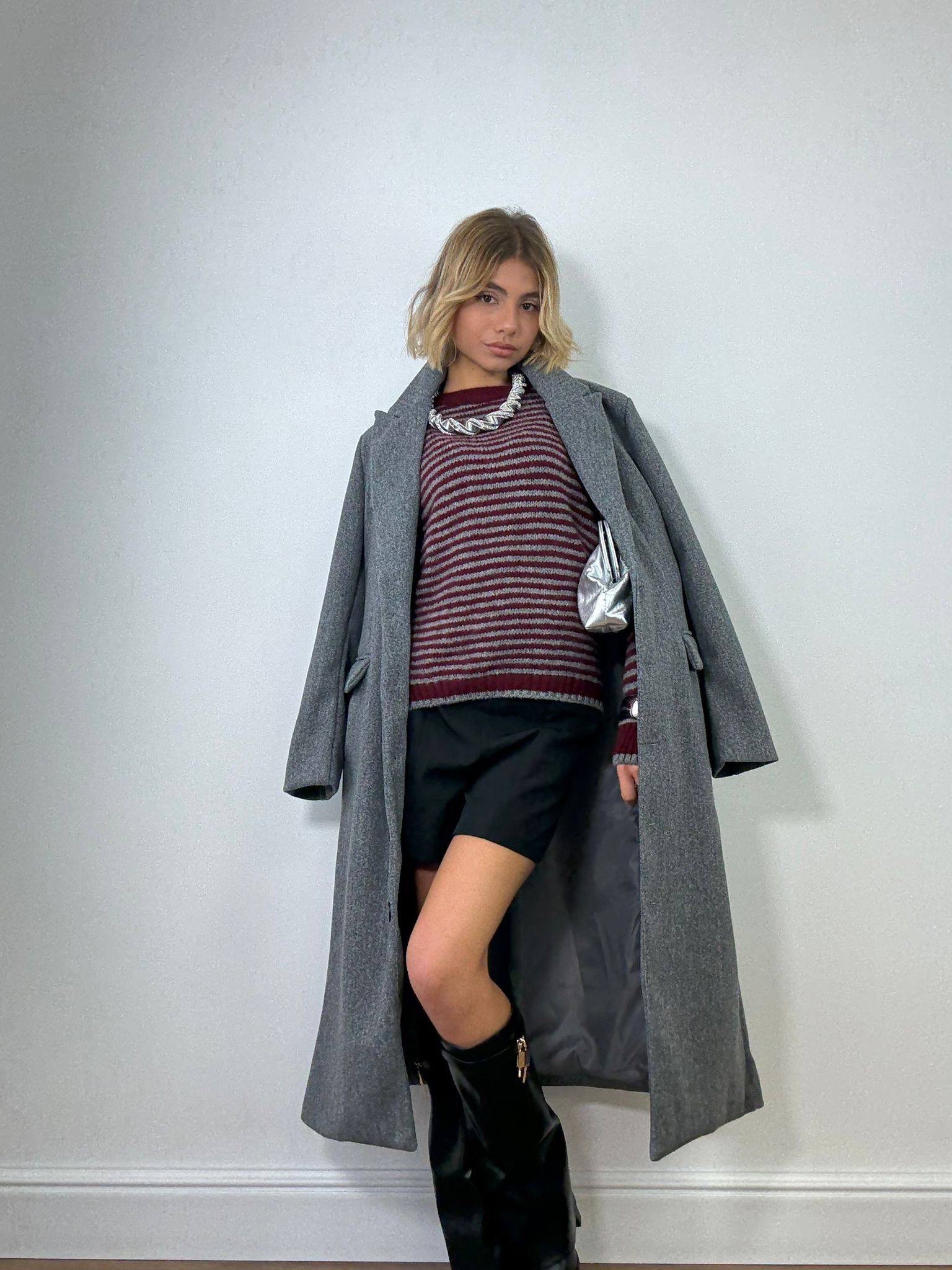 Maglione 3279 - Bordeaux e Grigio