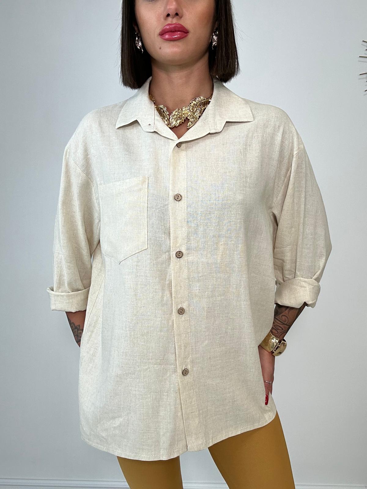 Camicia in Lino- Beige