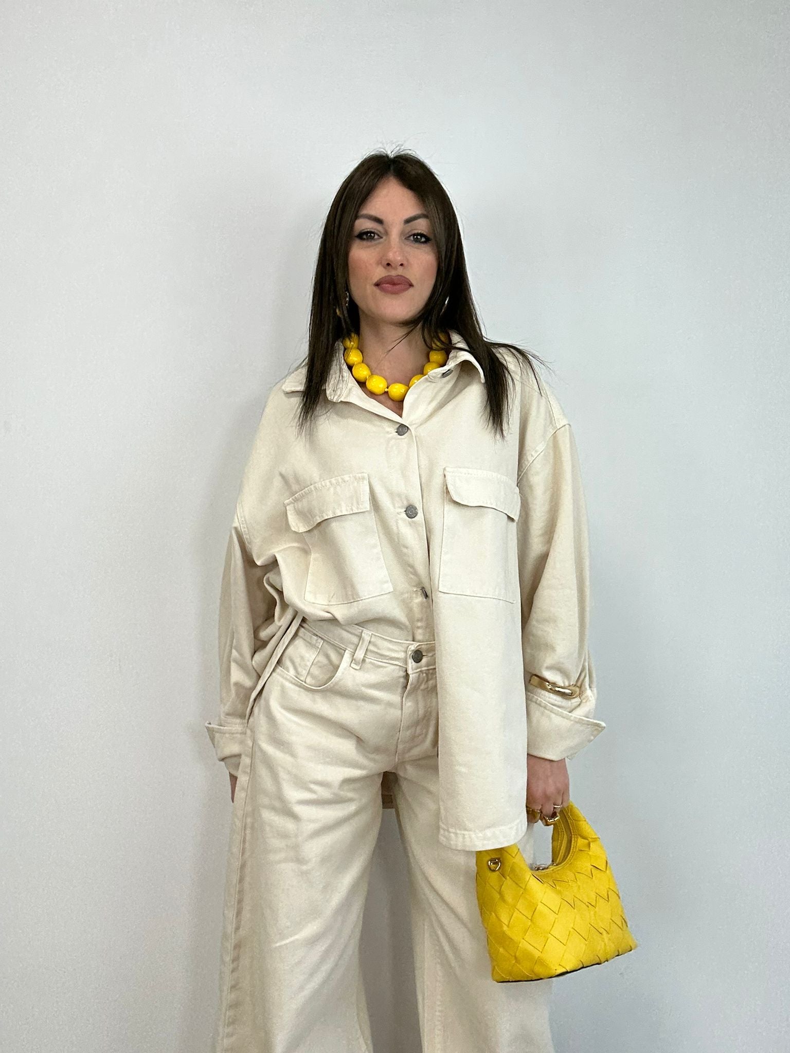 Coordinato di Jeans (Jeans + Camicia) - Beige