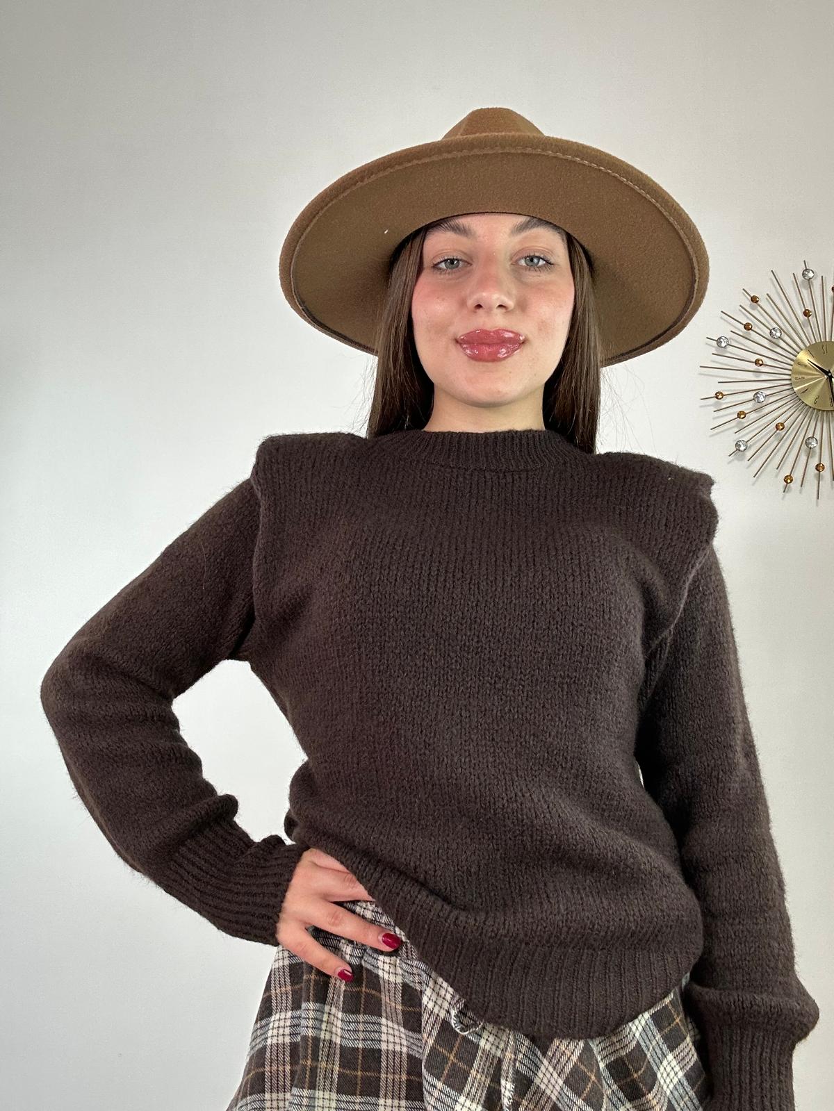 Maglione con spalline 3101 - Marrone