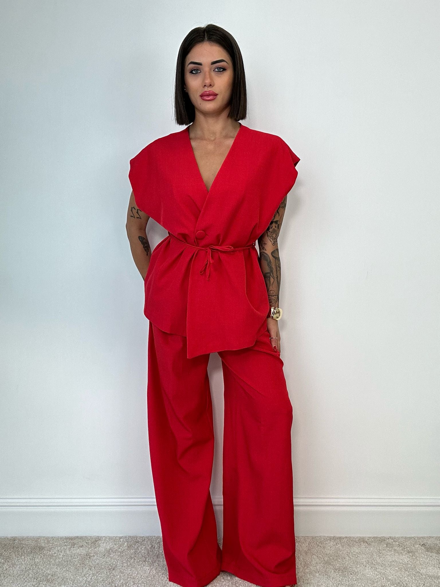 Coordinato Malaga (Giacca Smanicata+ Pantalone) Rosso