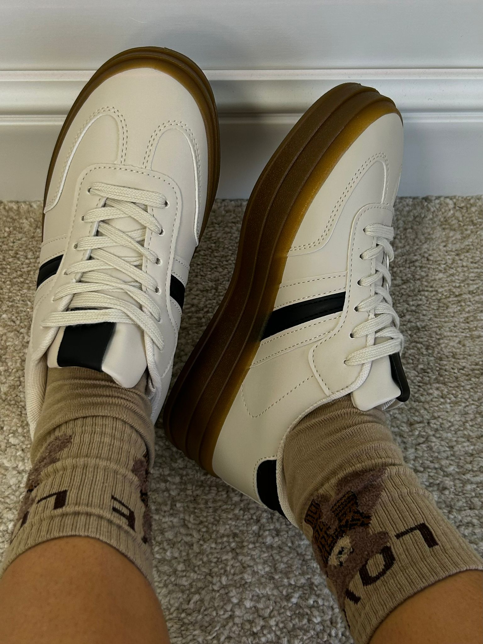 Sneakers con suola alta - Panna