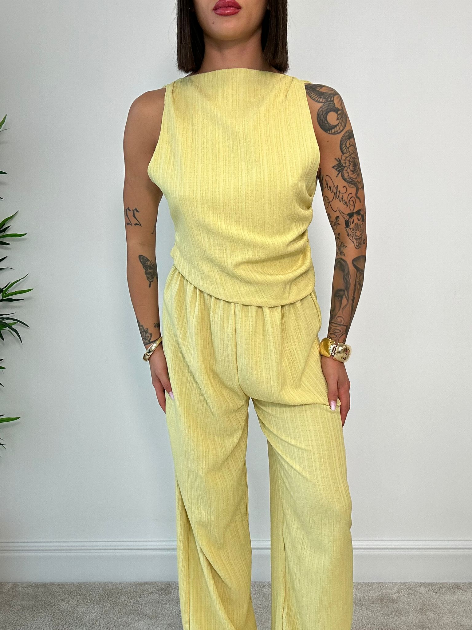 Simona koordiniert (Top + Hose) Gelb Ocker