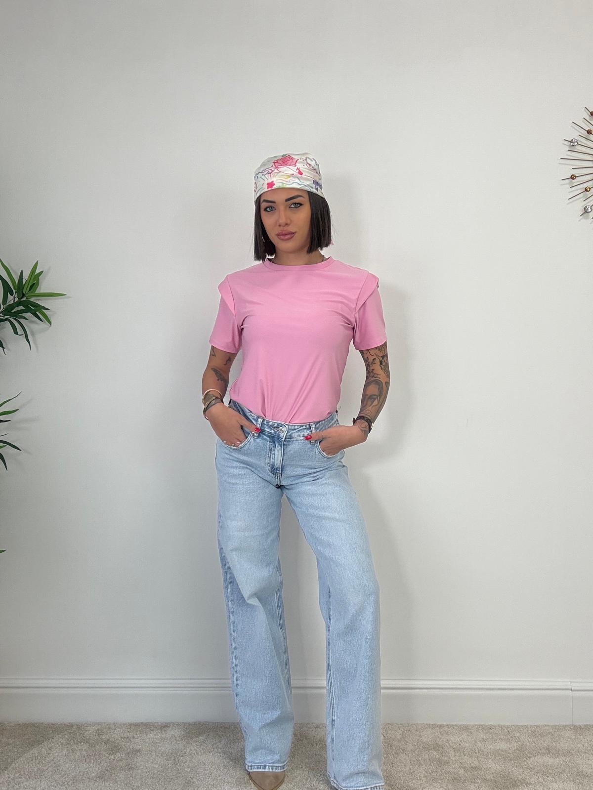 Jeans con foulard a palazzo - Lavaggio chiaro