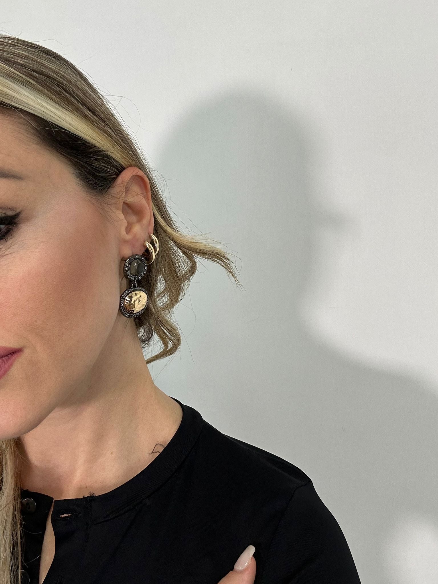 Orecchini pendenti pietra oro