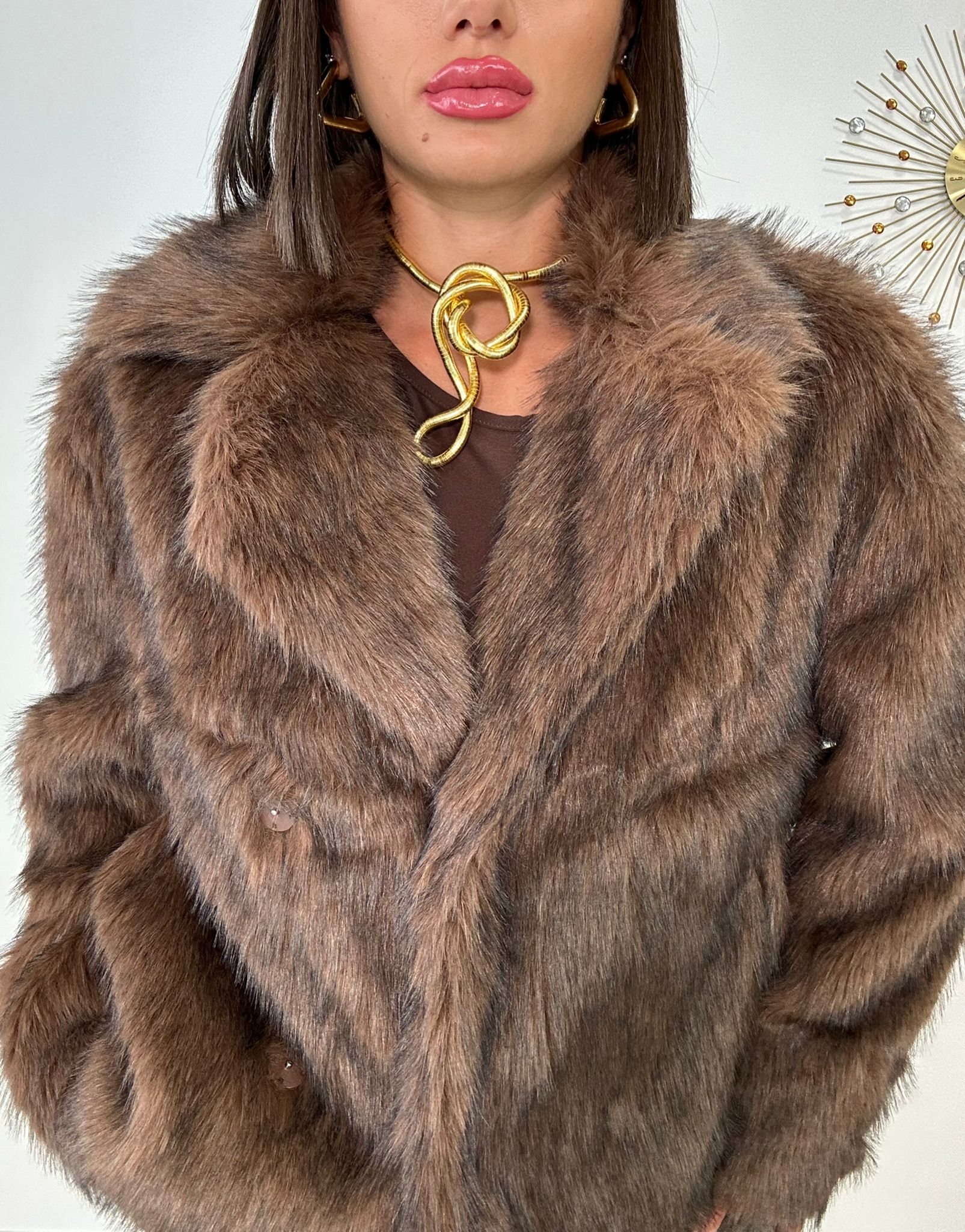 Cappotto in Ecopelliccia 5010 - Marrone