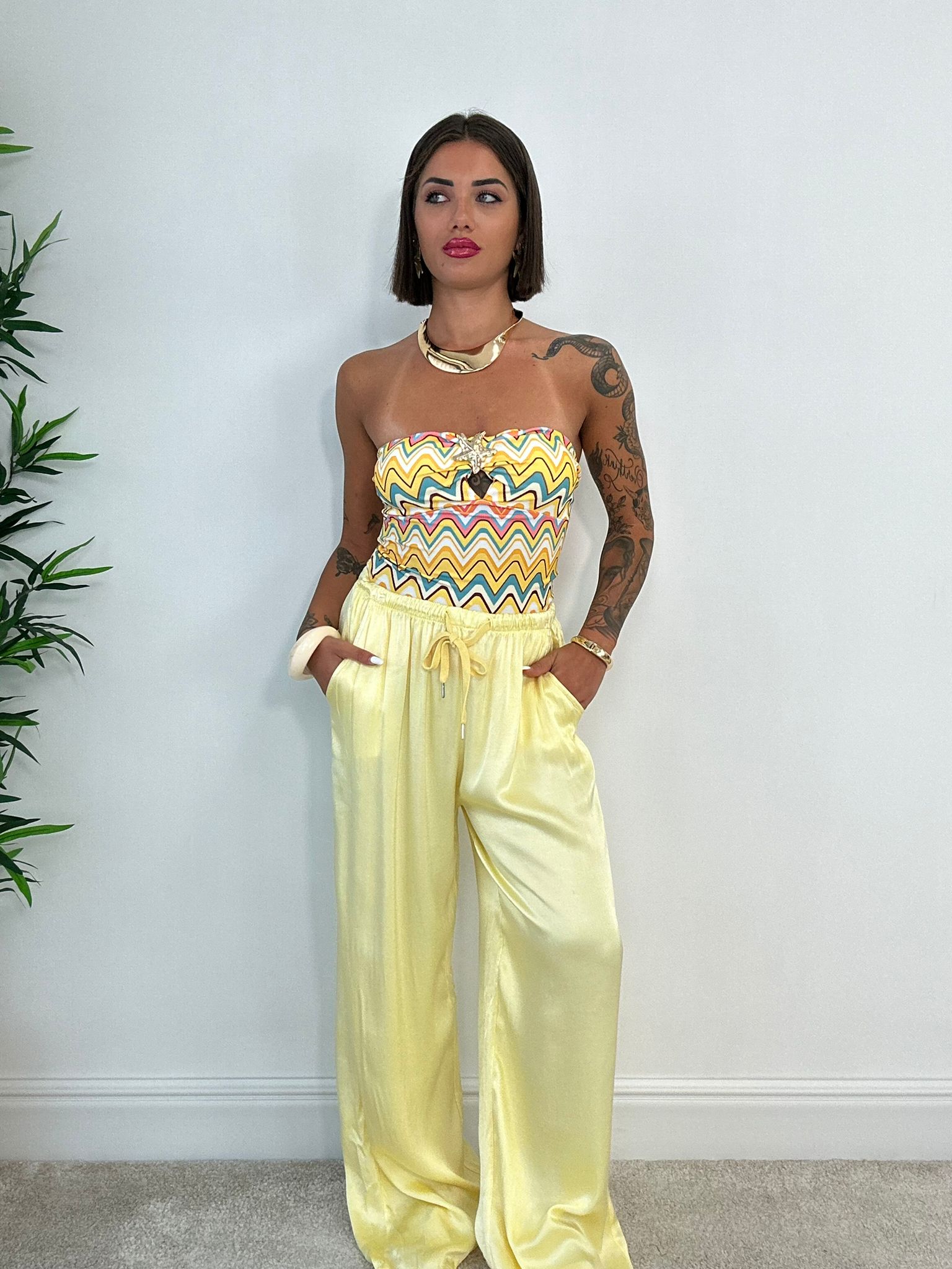 Body a Fascia con stella marina - Giallo