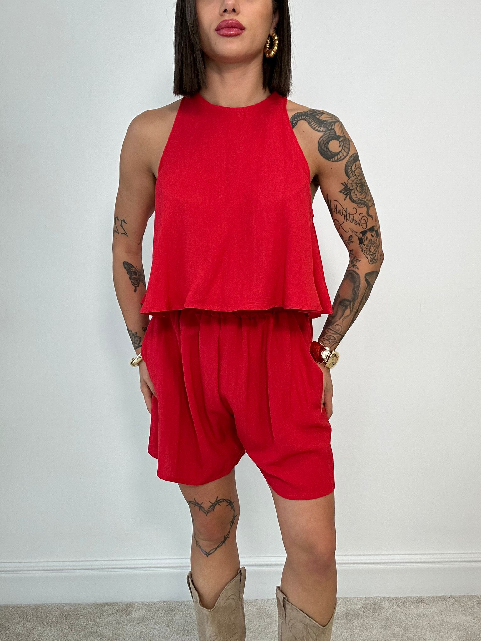 Ludovica Kombiset (Top + Shorts) Rot
