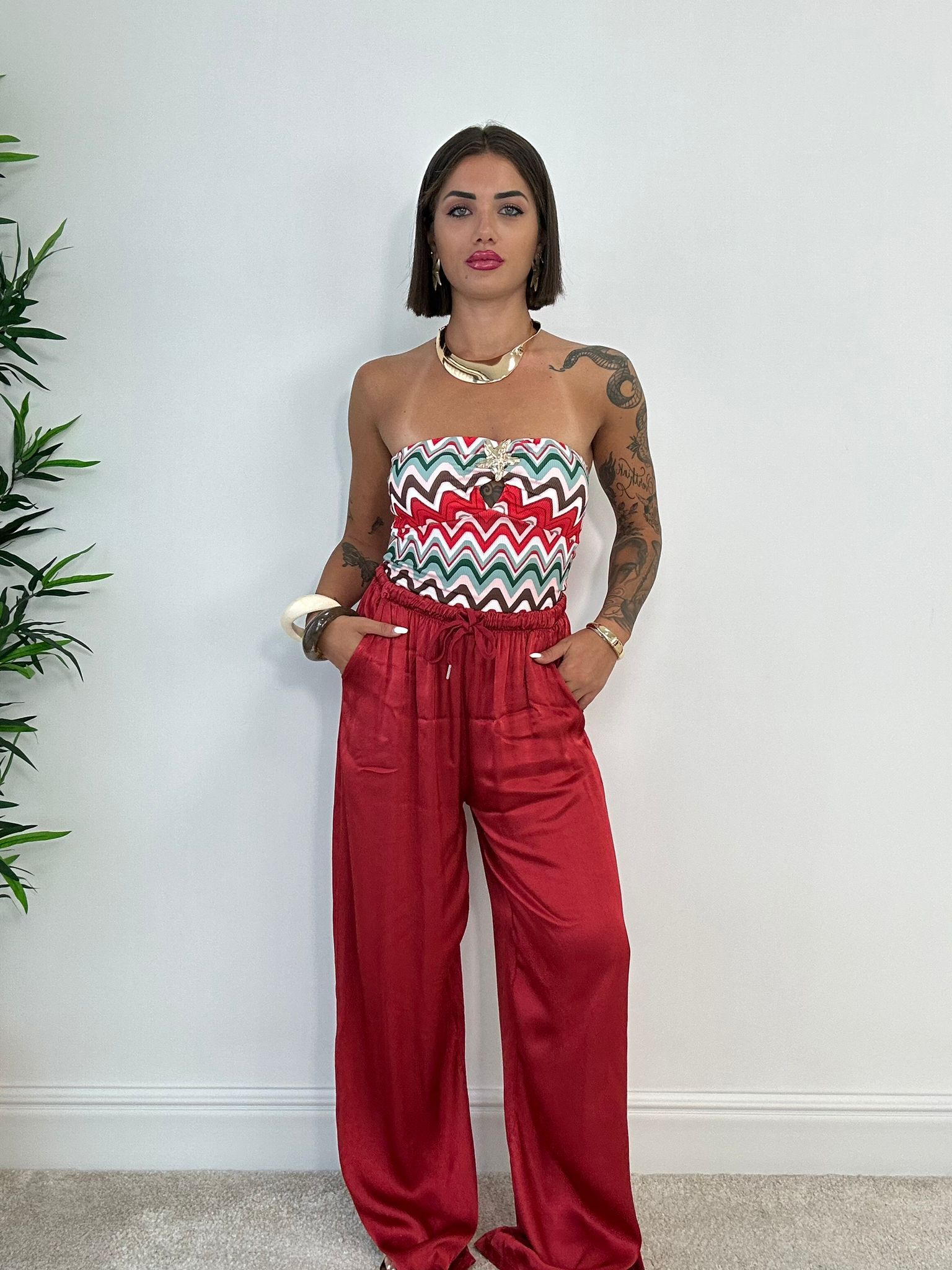 Body a Fascia con stella marina - Rosso
