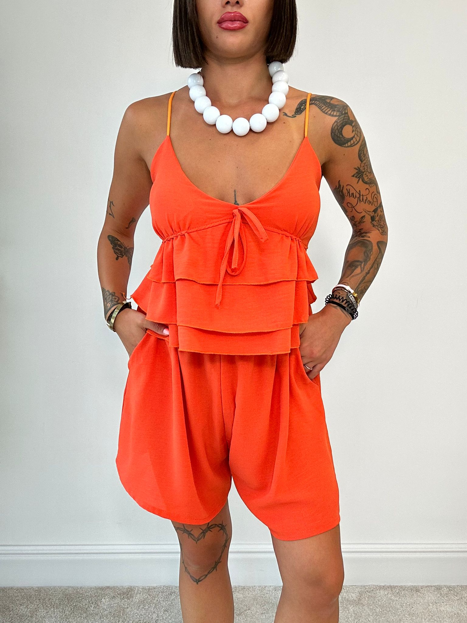 Coordinato Karina (Top + Pantaloncino) Arancione