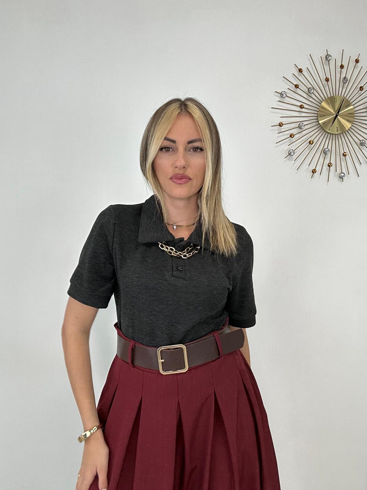 Abito M5811 - Bordeaux e Grigio