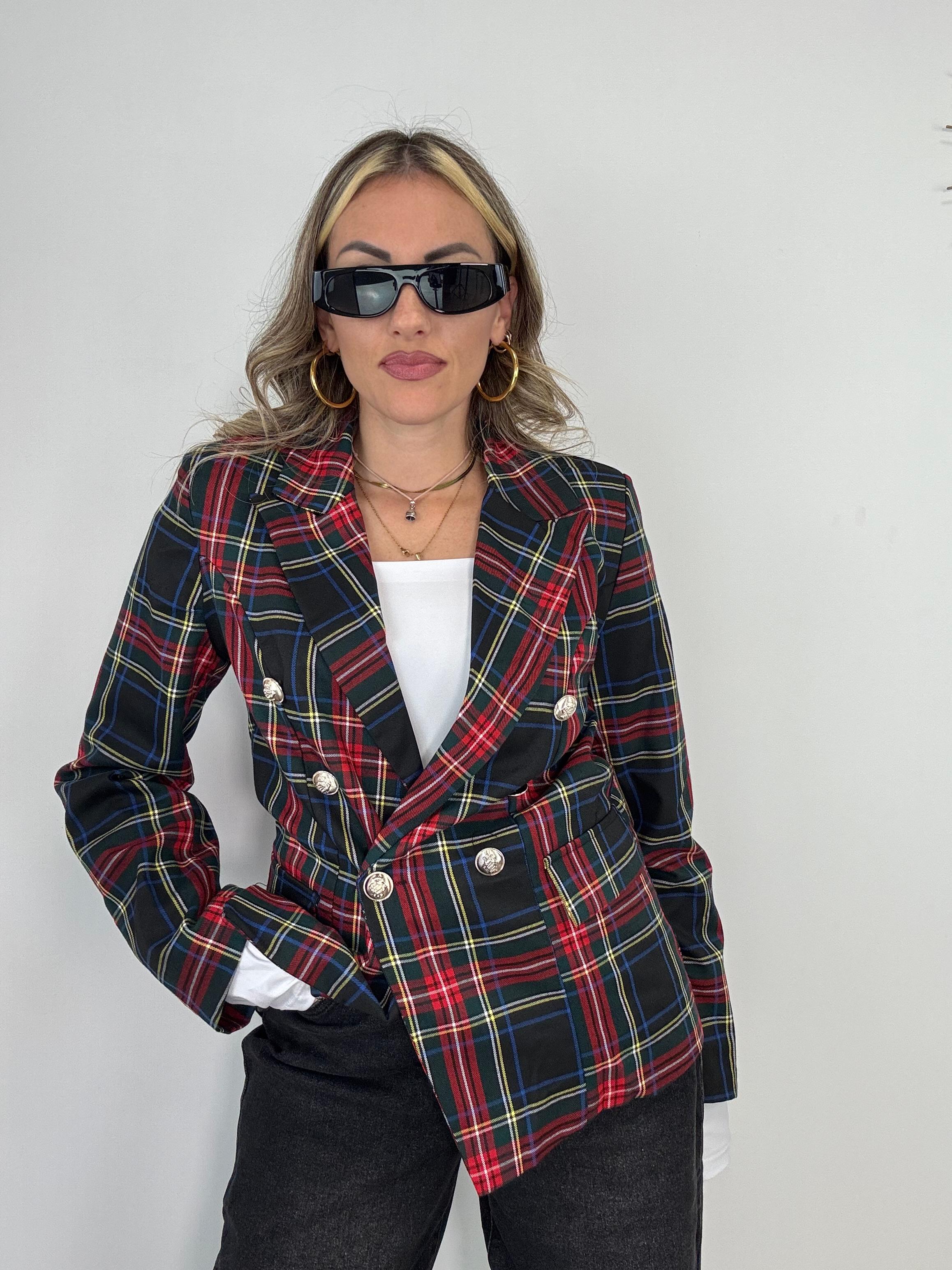 Blazer my8665 scozzese - Nero