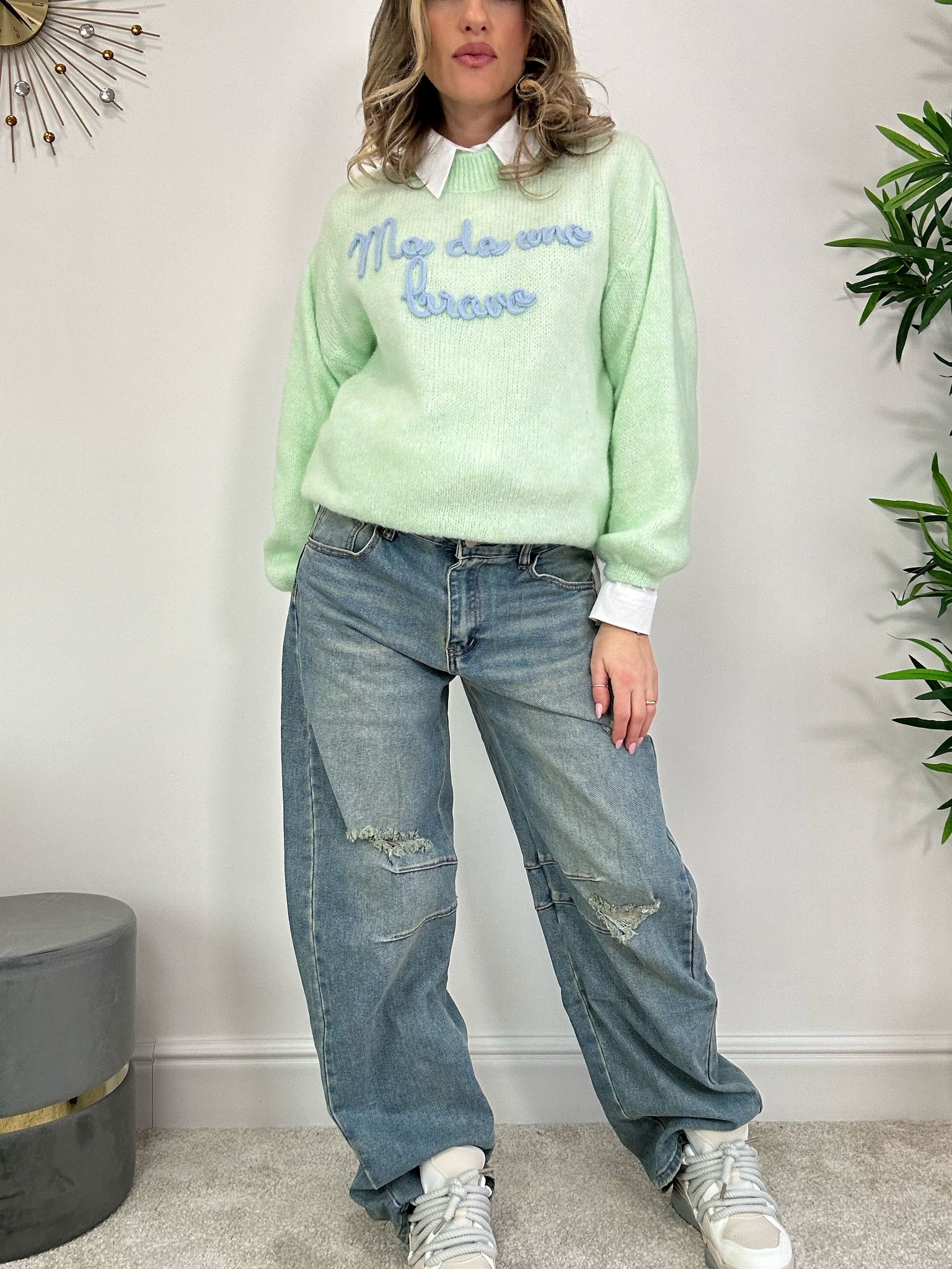 Zerrissene Jeans - Sand NUR IN S ERHÄLTLICH