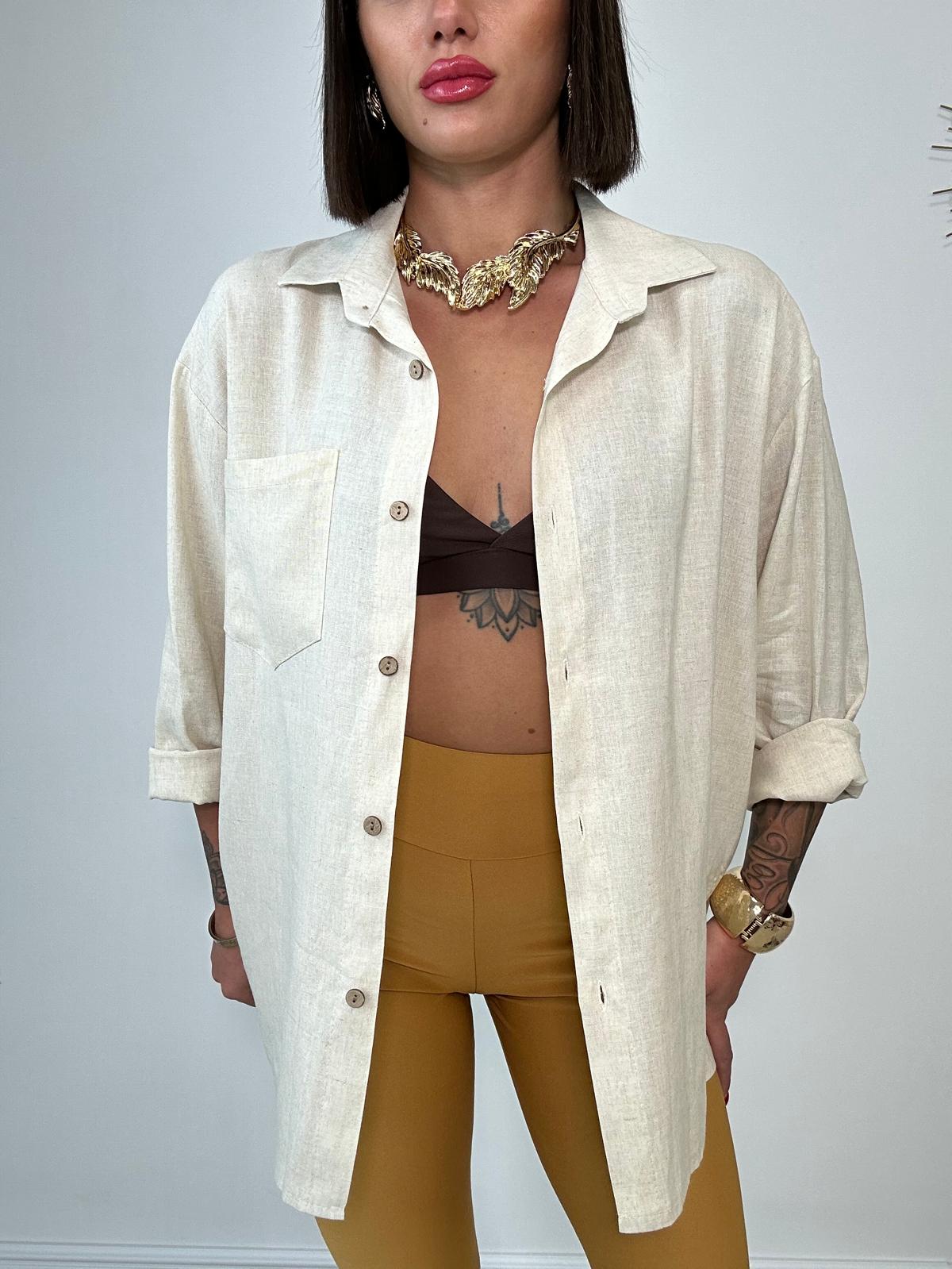 Camicia in Lino- Beige