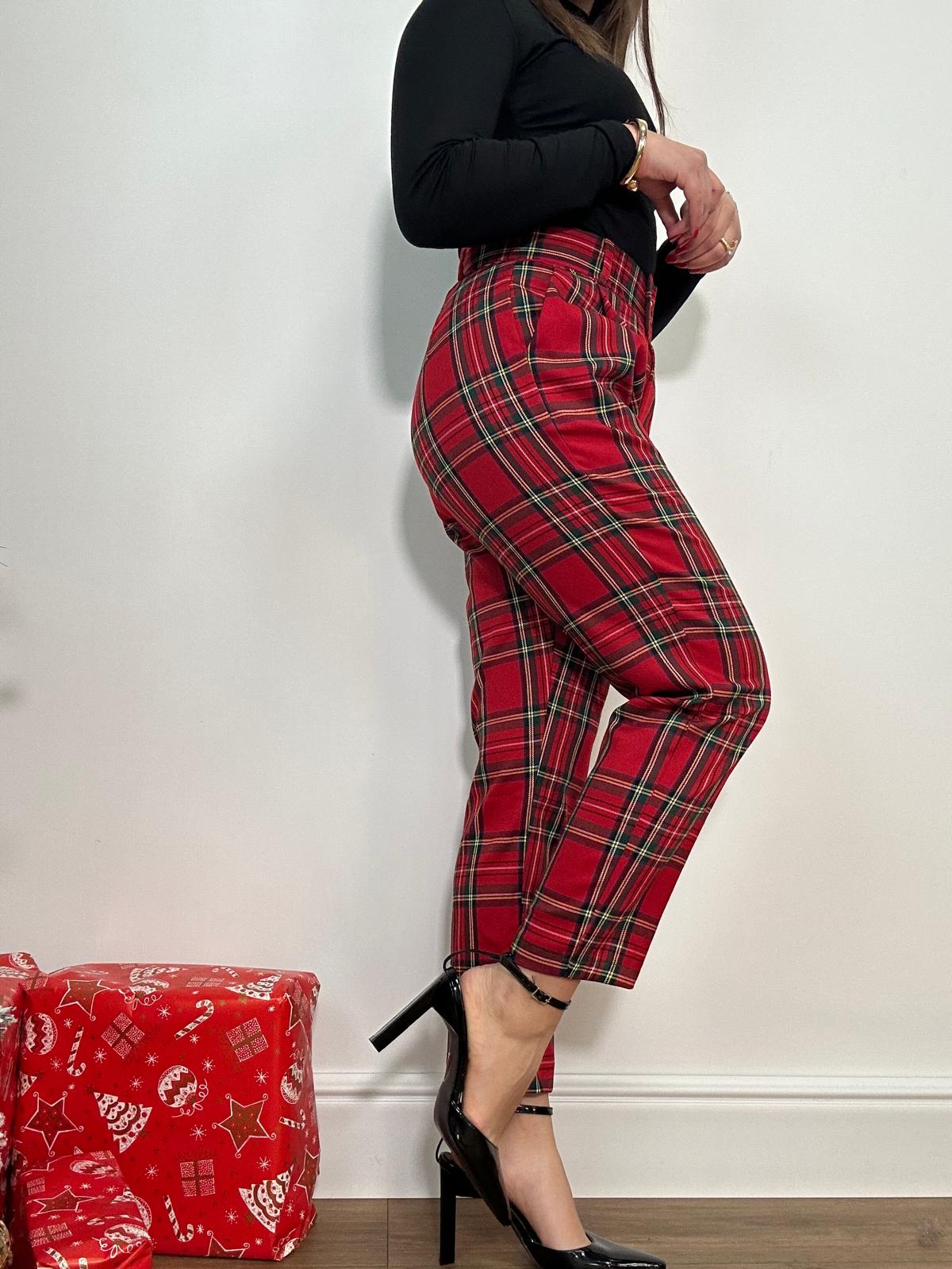 Pantalone Tartan con cintura - Rosso