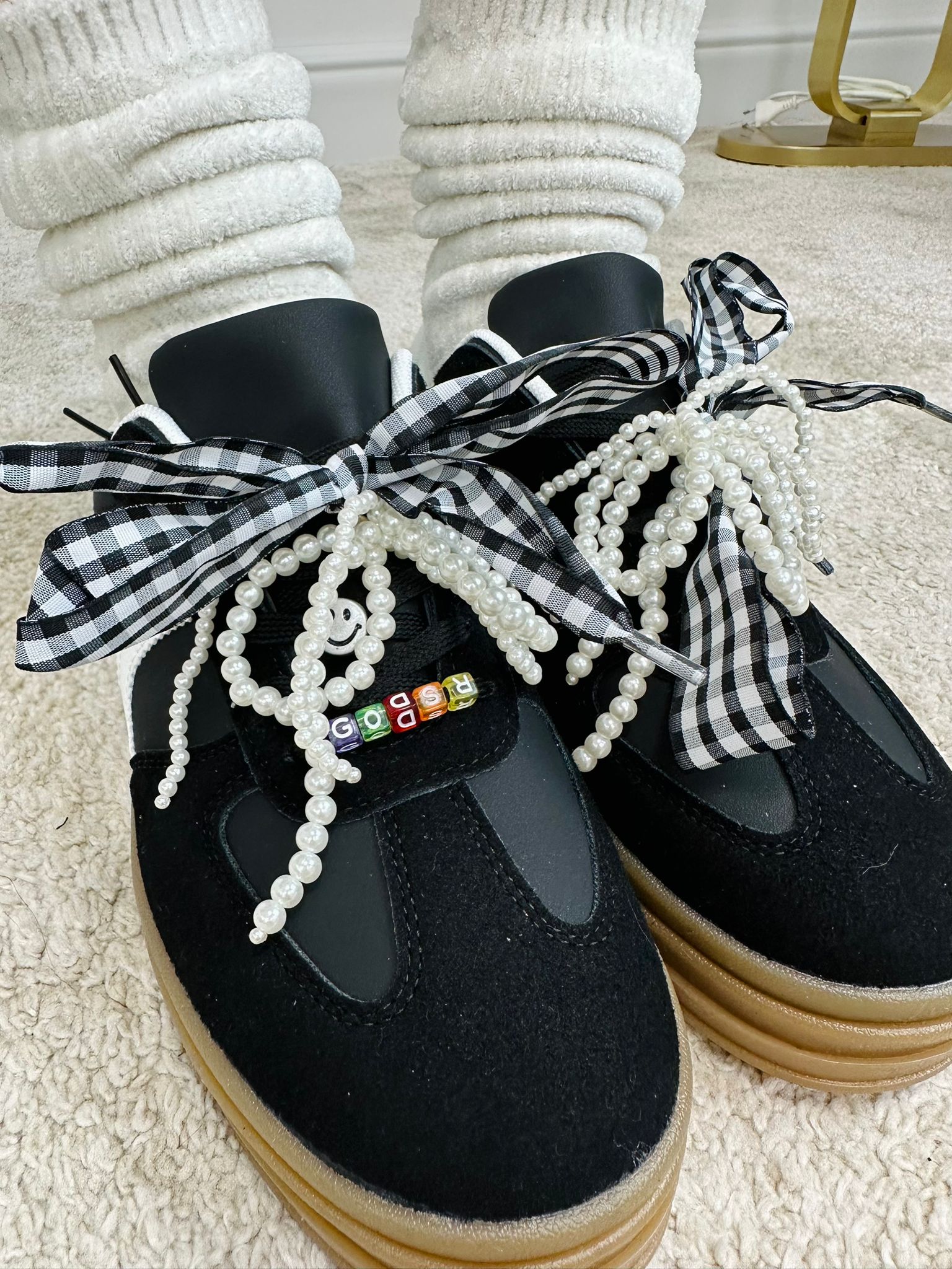Baskets à semelle camel et nœuds - Noir