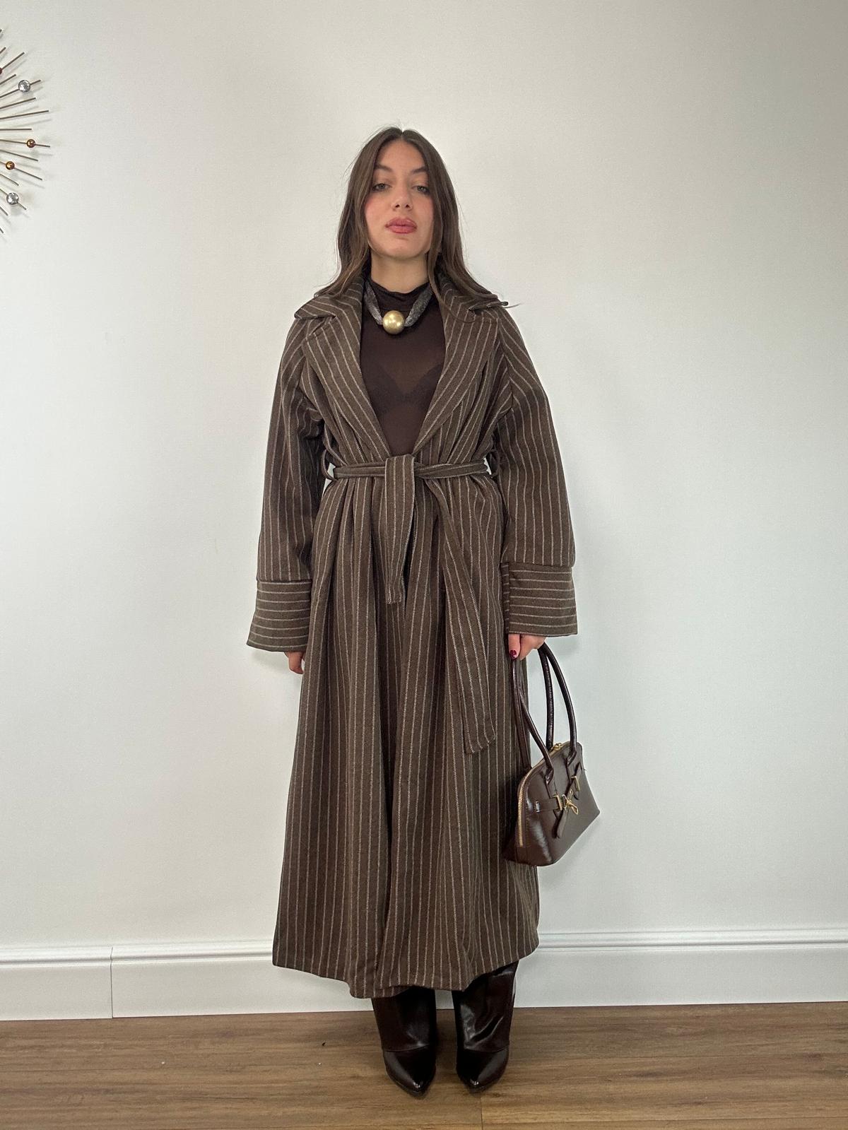 Cappotto Gessato 88862 - Marrone